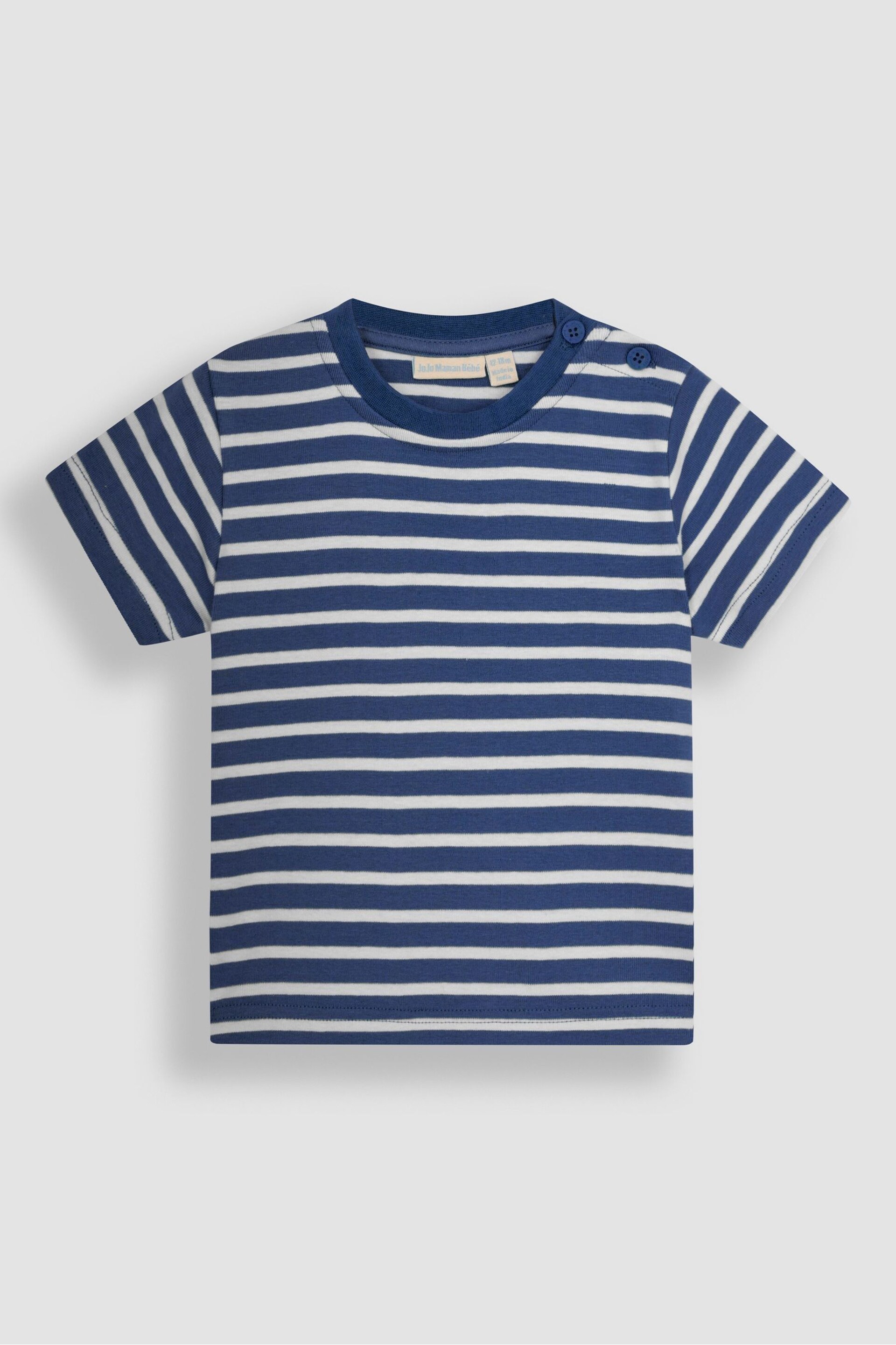 JoJo Maman Bébé Indigo Blue Stripe T-Shirt - Image 2 of 4
