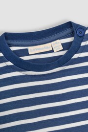 JoJo Maman Bébé Indigo Blue Stripe T-Shirt - Image 3 of 4