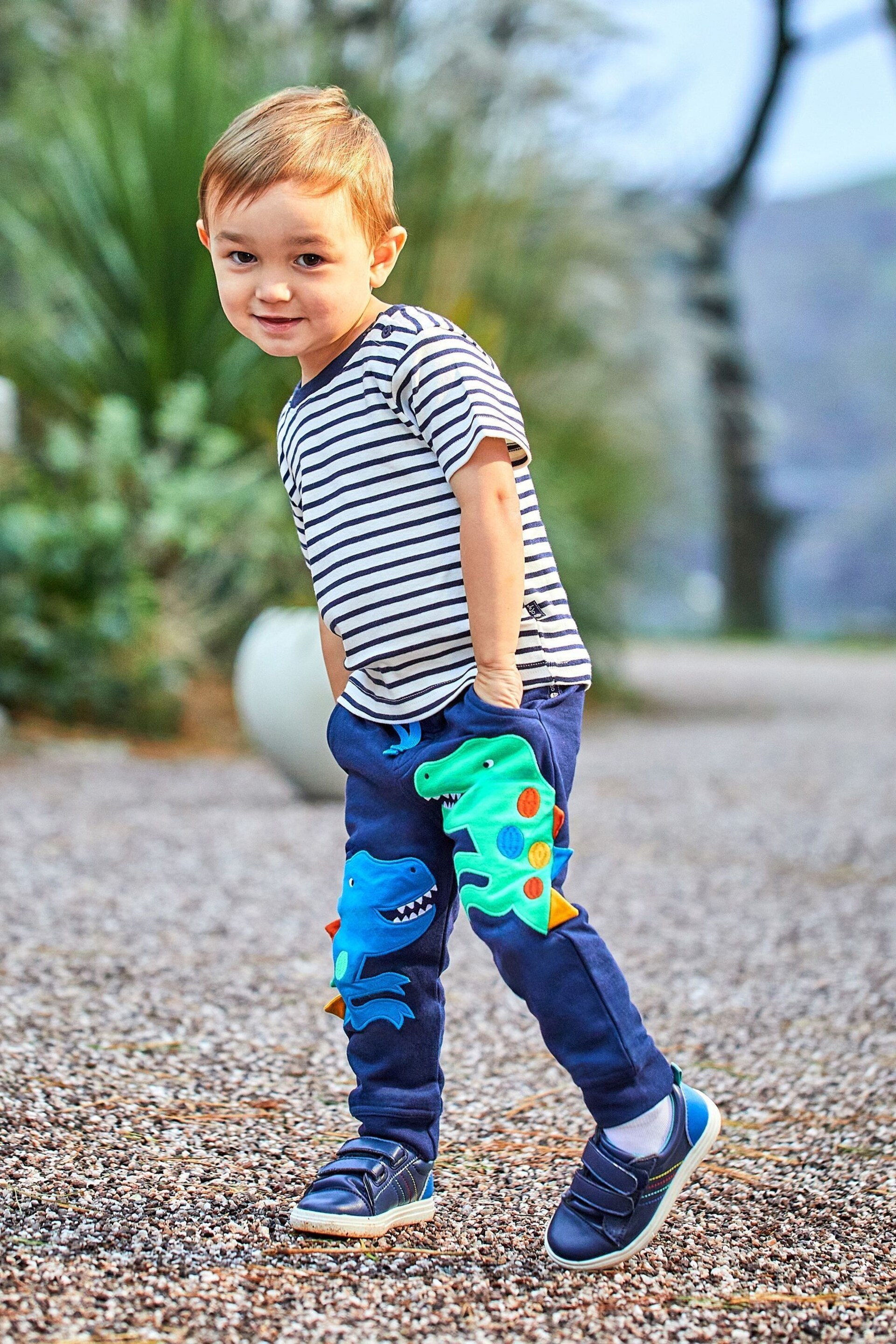 JoJo Maman Bébé Ecru Navy Stripe Stripe T-Shirt - Image 2 of 5