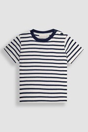 JoJo Maman Bébé Ecru Navy Stripe Stripe T-Shirt - Image 3 of 5