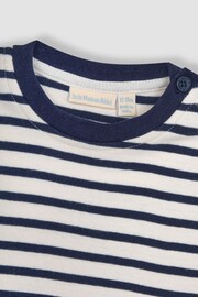 JoJo Maman Bébé Ecru Navy Stripe Stripe T-Shirt - Image 4 of 5