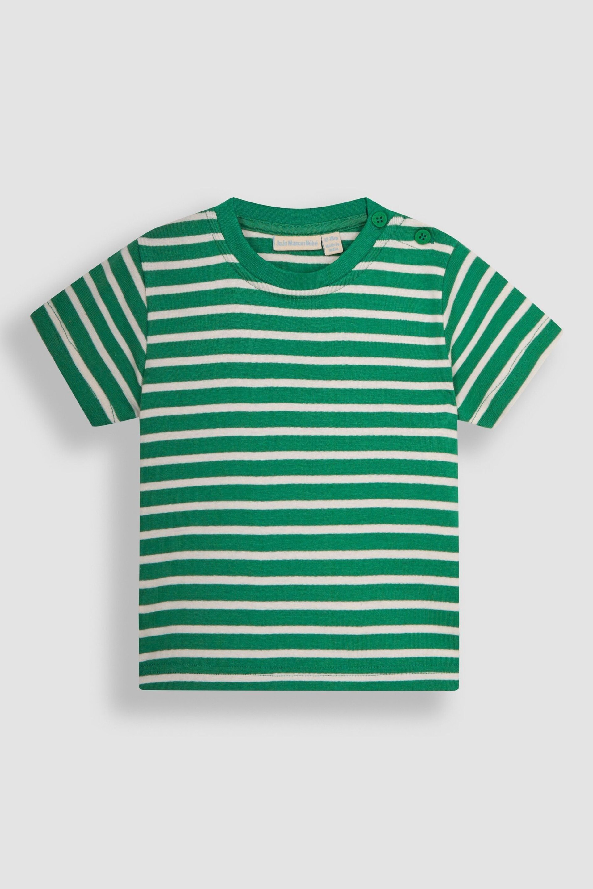 JoJo Maman Bébé Green Stripe T-Shirt - Image 2 of 4