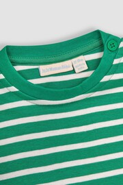 JoJo Maman Bébé Green Stripe T-Shirt - Image 3 of 4