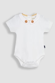 JoJo Maman Bébé White Lion Embroidered Collar Bodysuit - Image 3 of 5