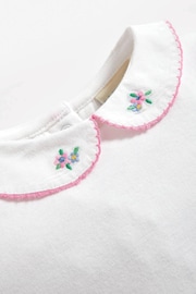 JoJo Maman Bébé White Floral Embroidered Collar Bodysuit - Image 2 of 2