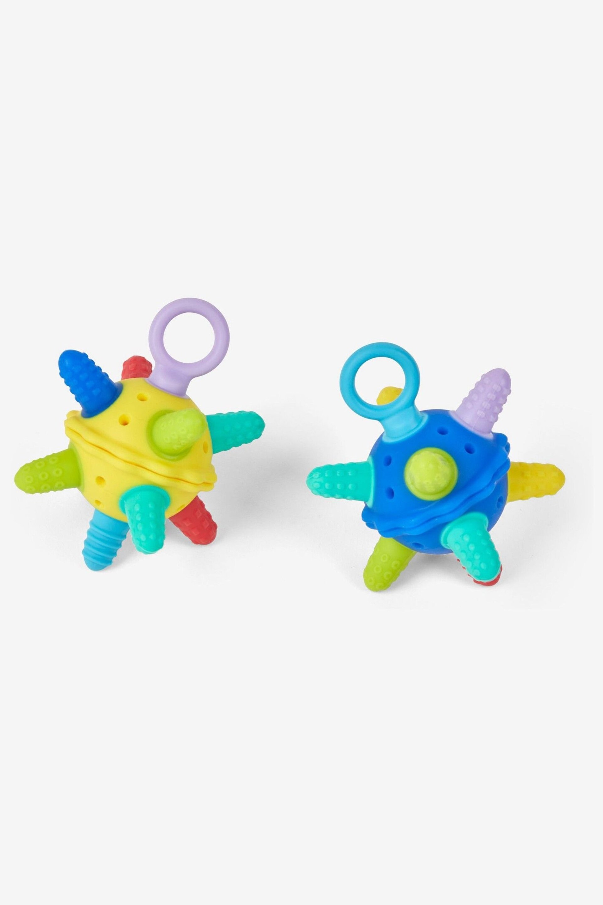 JoJo Maman Bébé Multi 2-Pack Silicone Sensory Travel Teether Balls - Image 1 of 4