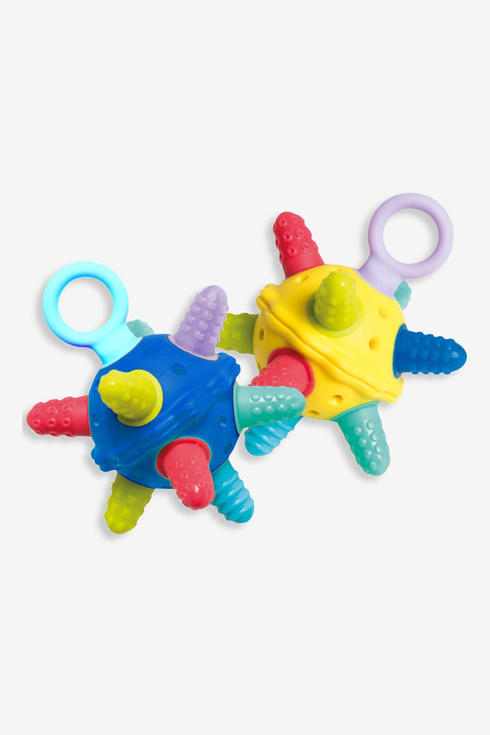 JoJo Maman Bébé Multi 2-Pack Silicone Sensory Travel Teether Balls - Image 2 of 4