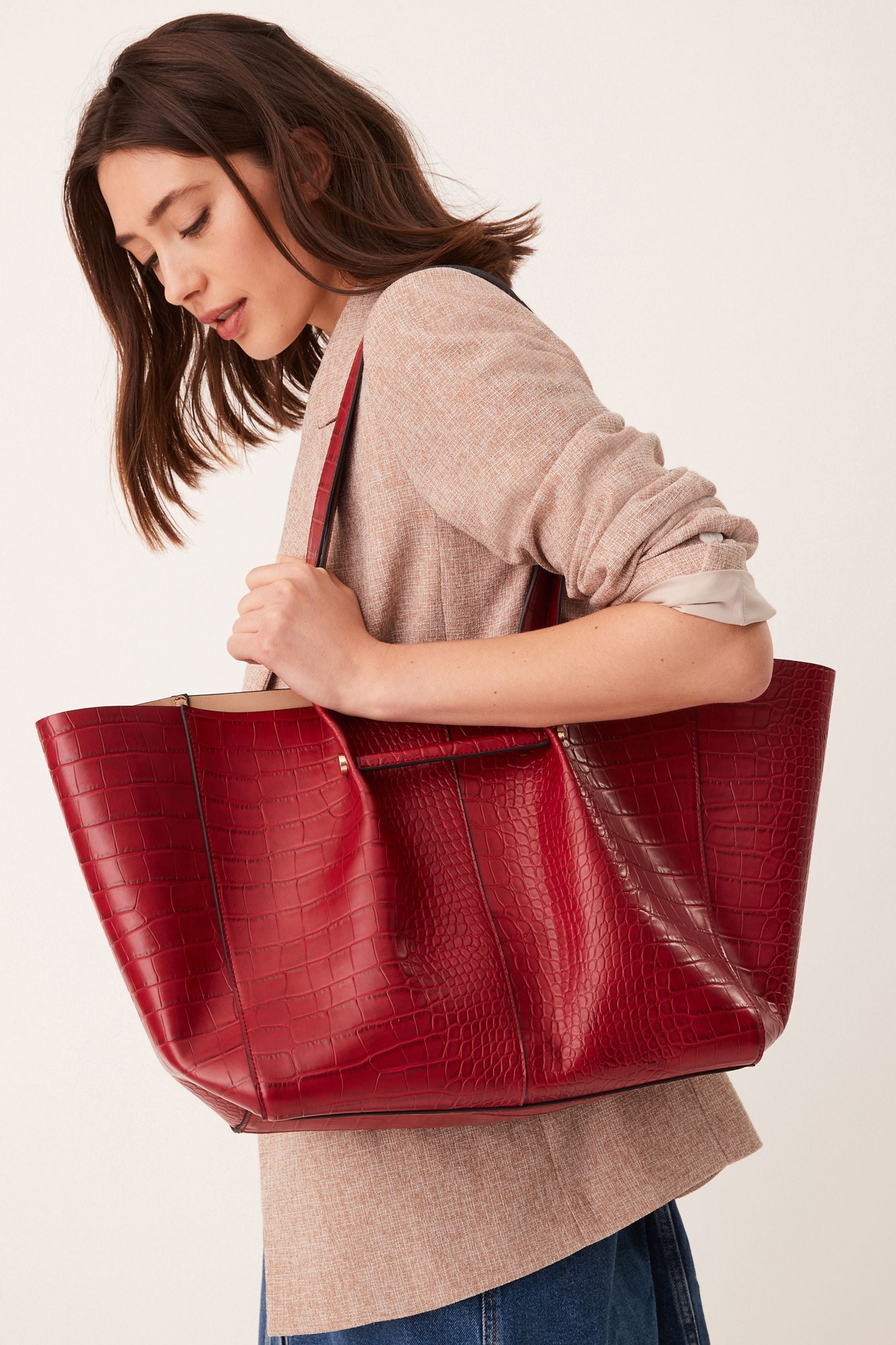 Red crocodile bag on sale
