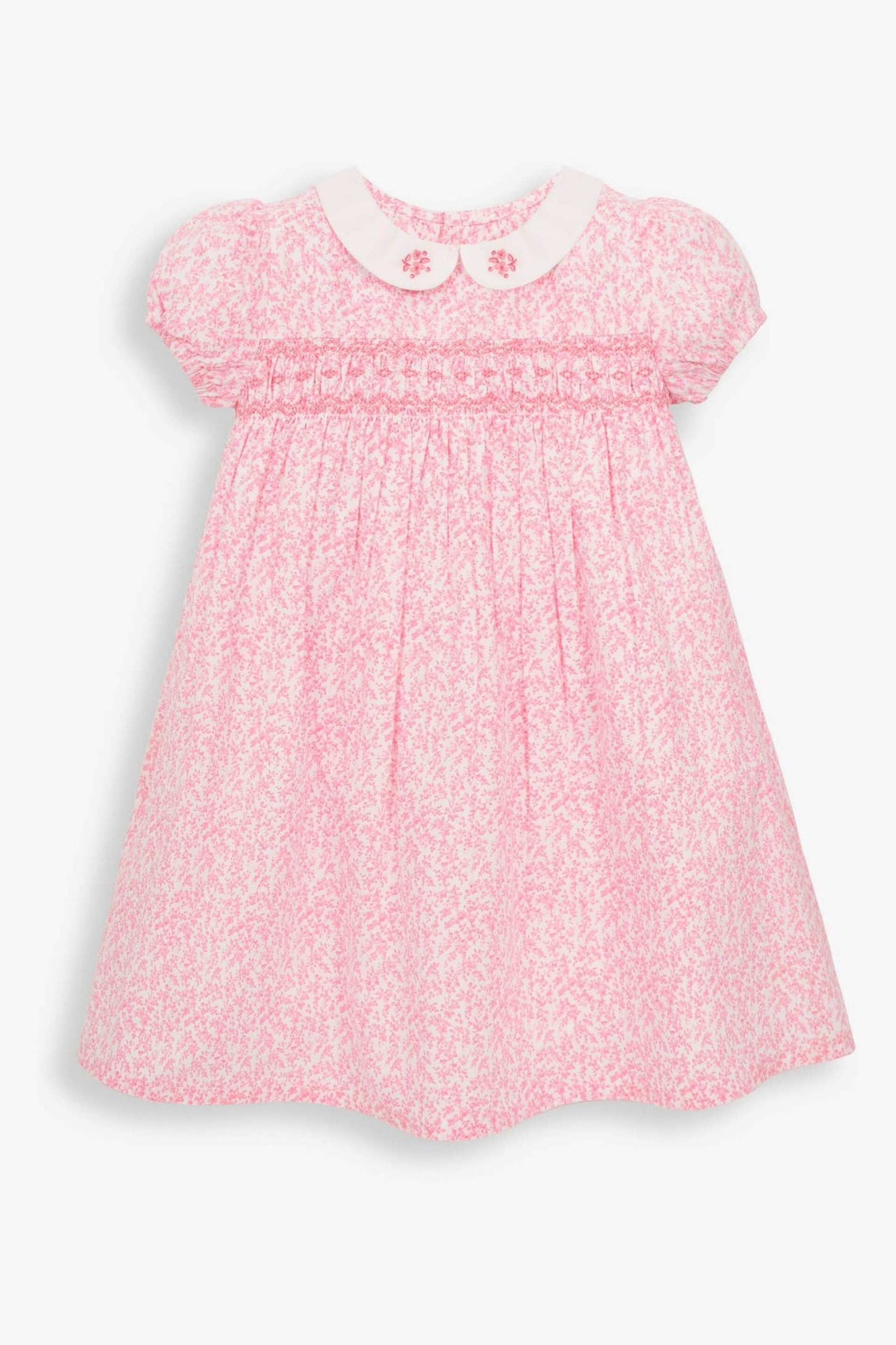 JoJo Maman Bébé Pink Ditsy Floral Smocked Dress - Image 2 of 4