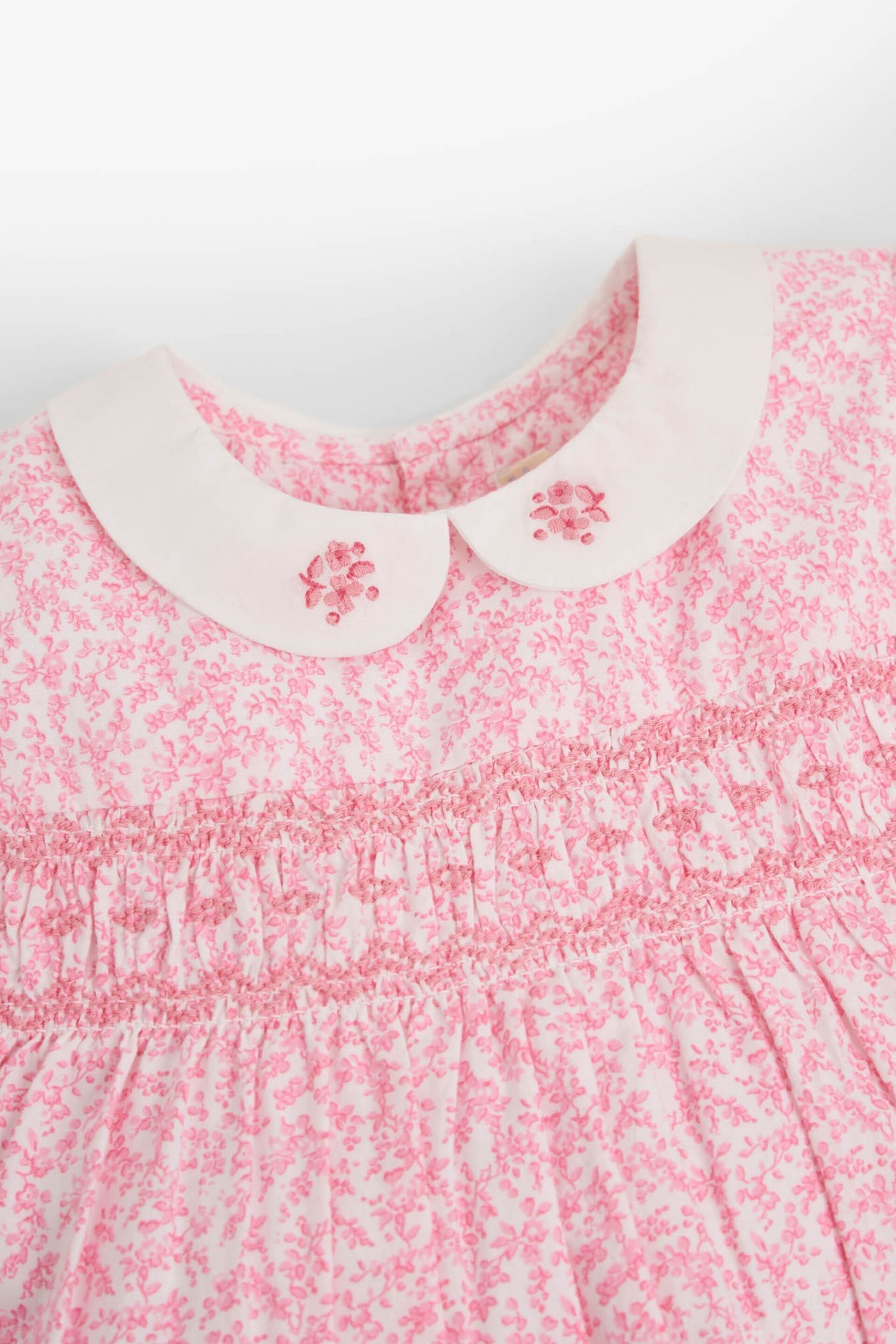 JoJo Maman Bébé Pink Ditsy Floral Smocked Dress - Image 4 of 4