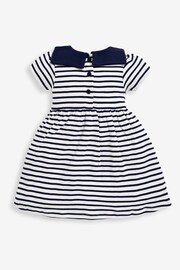 JoJo Maman Bébé White Navy Stripe Short Sleeve Sailor Jersey Dress - Image 5 of 5