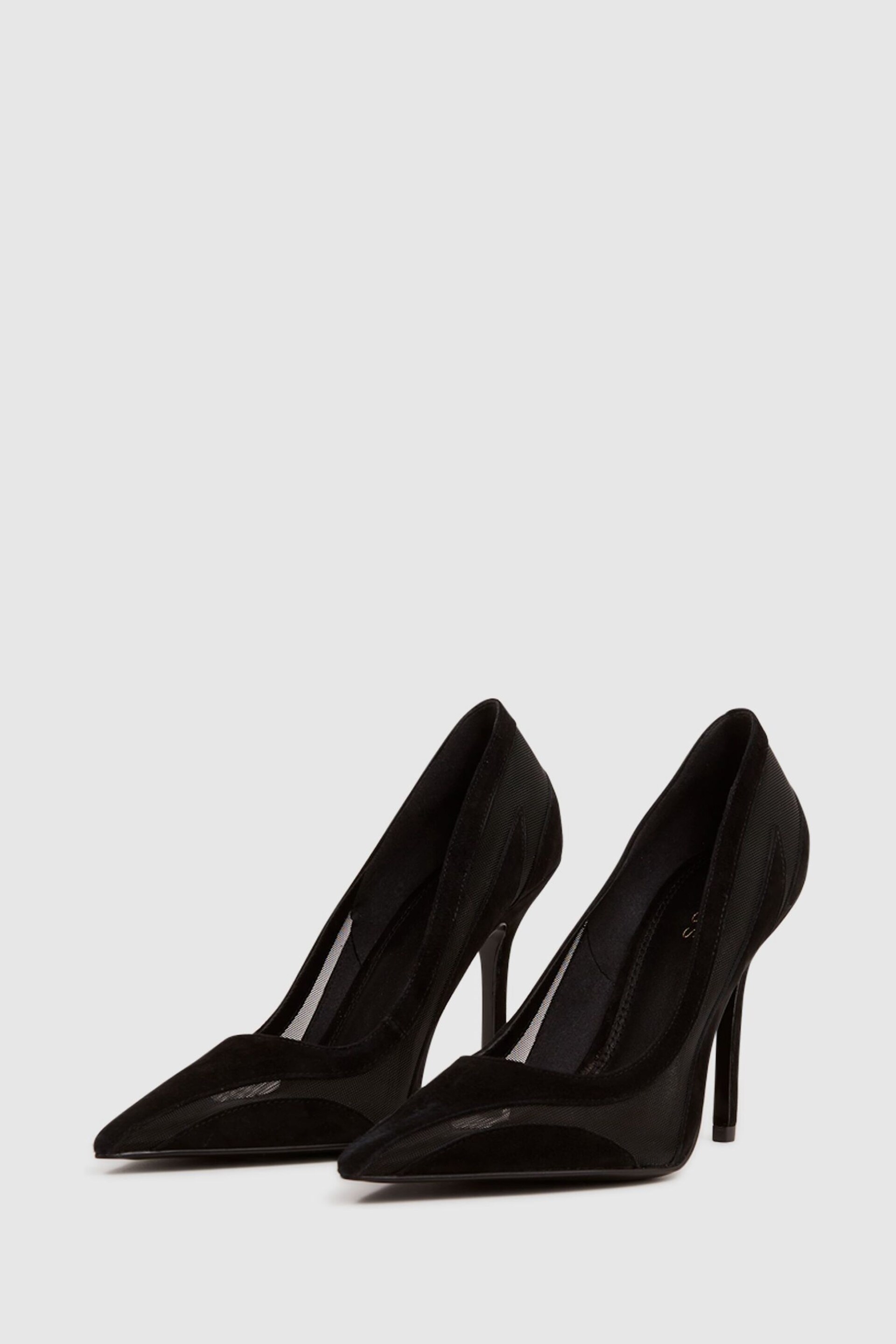 Reiss Black Dahlia Leather Sheer Court Shoes - Image 4 of 6