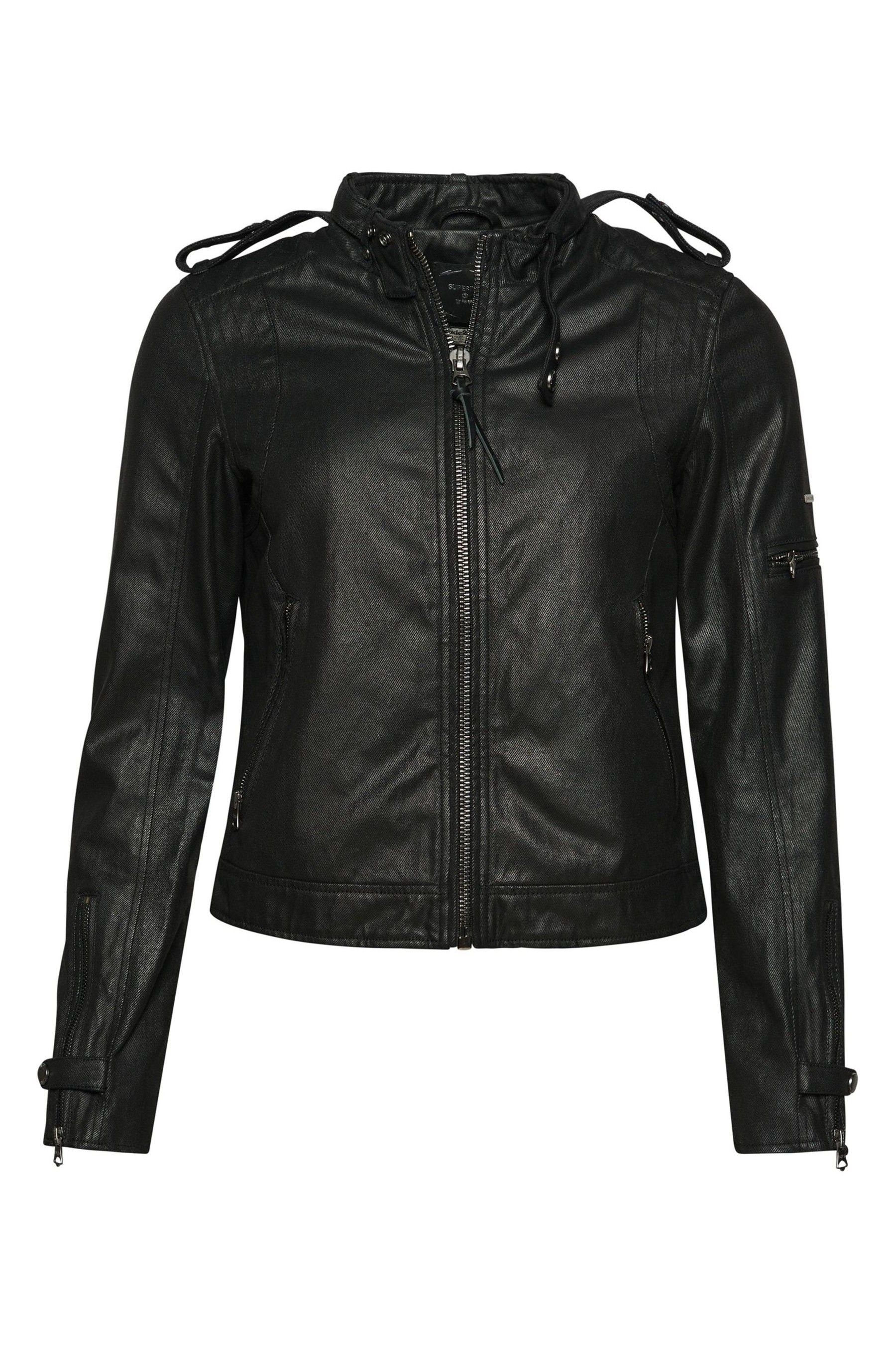 Buy Superdry Black Vintage Coated Moto Racer Jacket from Next Luxembourg