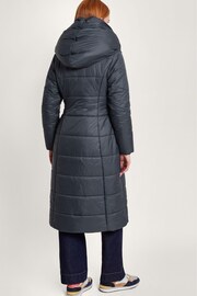 Monsoon Blue Sorena Belted Padded Midi Coat In Polyester - Image 2 of 5