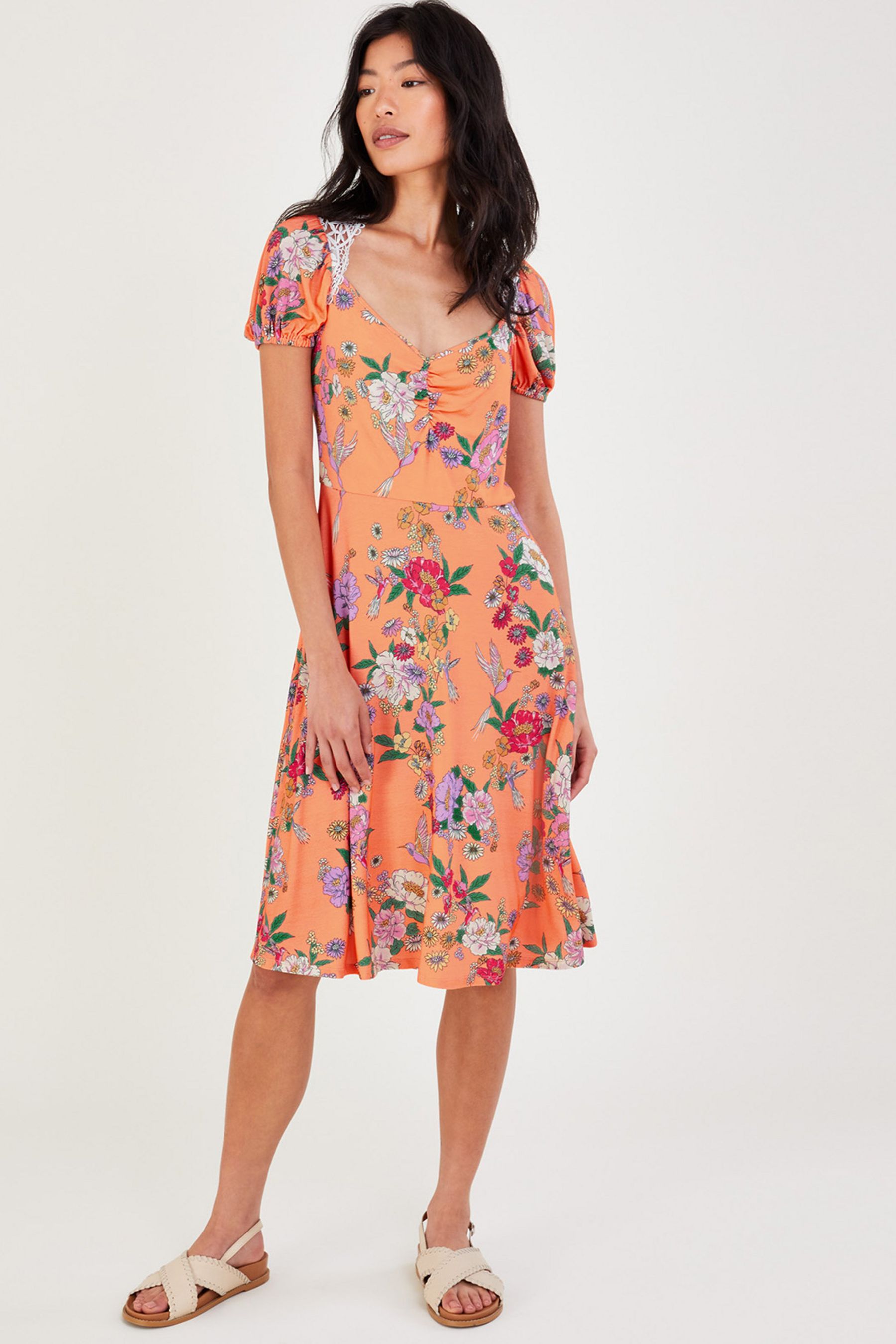 Monsoon orange lace dress cheap