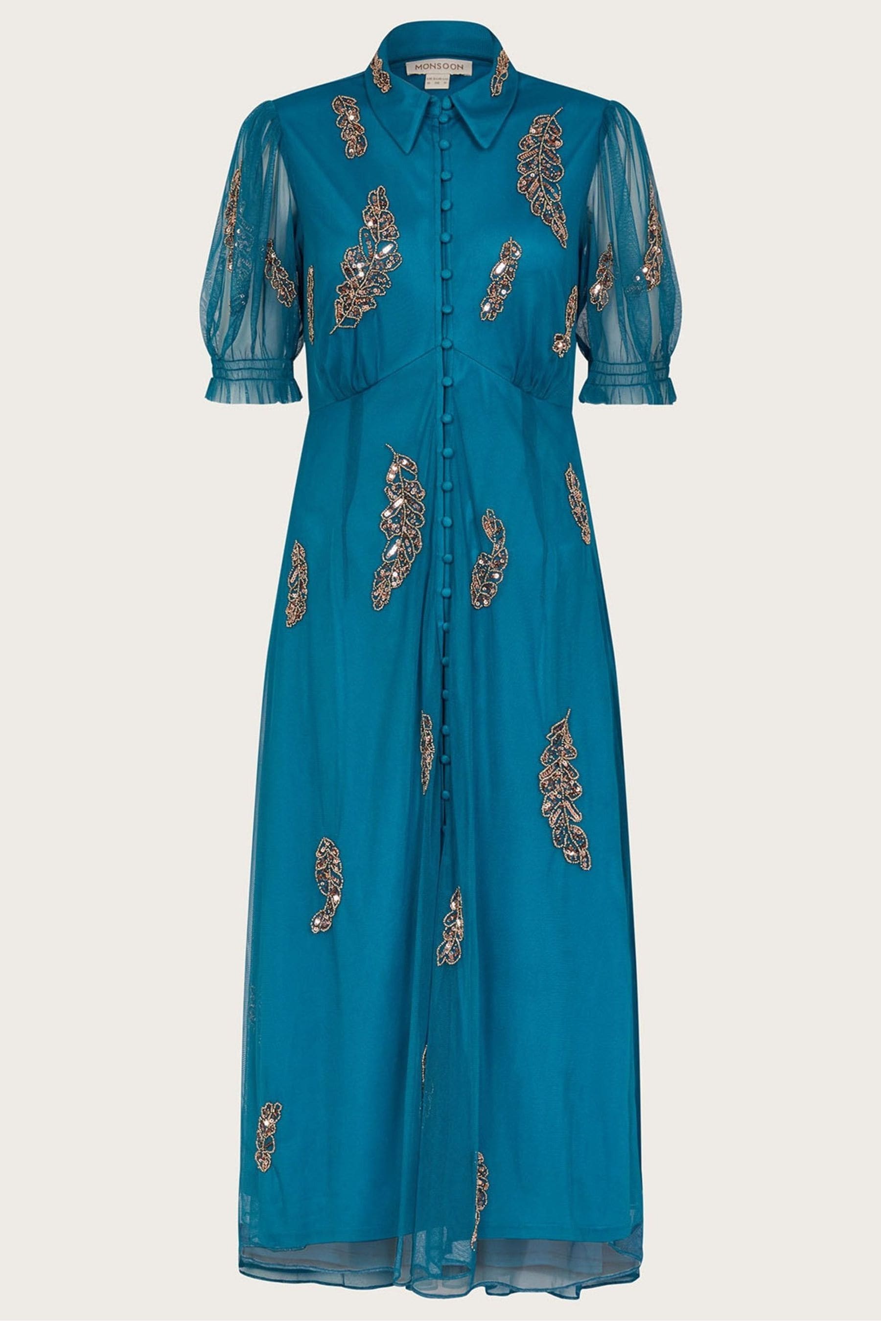 Buy Monsoon Blue Melissa Feather Embellished Shirt Dress from Next Austria