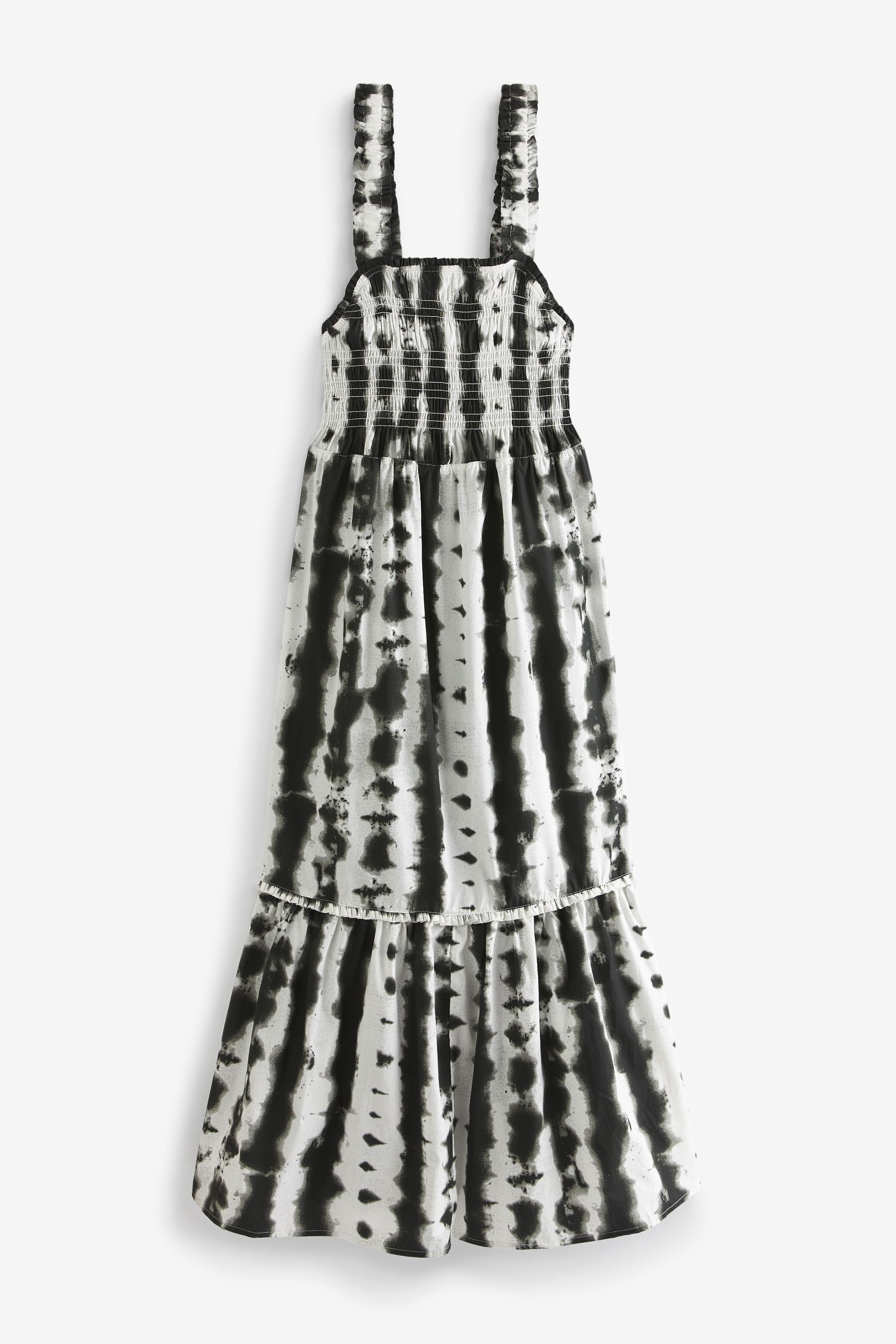 Buy Black White Tie Dye Cotton Maxi Shirred Dress from Next Luxembourg