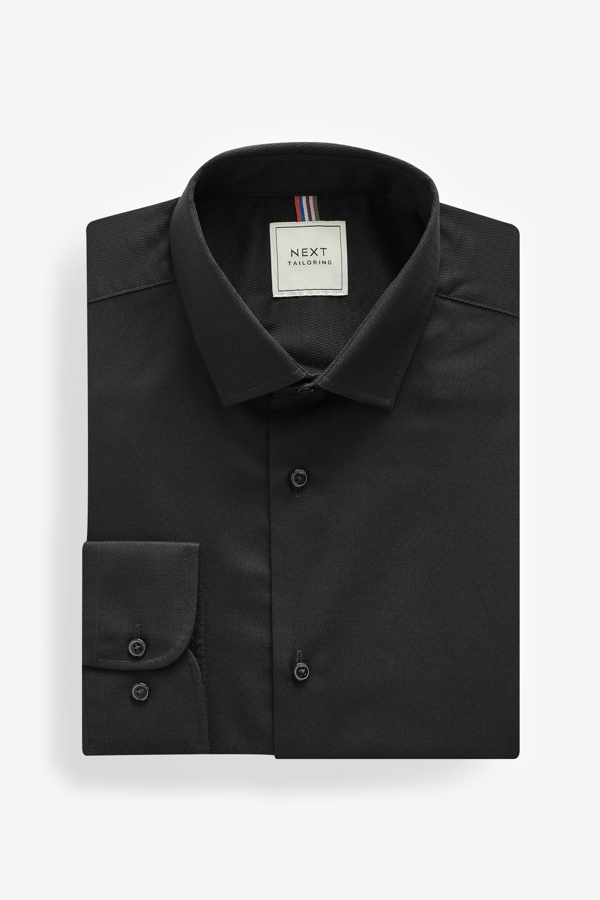 Black Regular Fit Easy Care Textured Shirt - Image 5 of 7