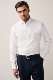 White Regular Fit Double Cuff Easy Care Oxford Shirt - Image 1 of 7