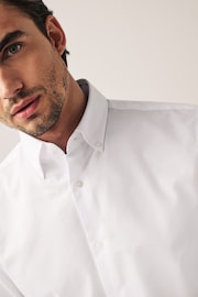 White Regular Fit Double Cuff Easy Care Oxford Shirt - Image 4 of 7