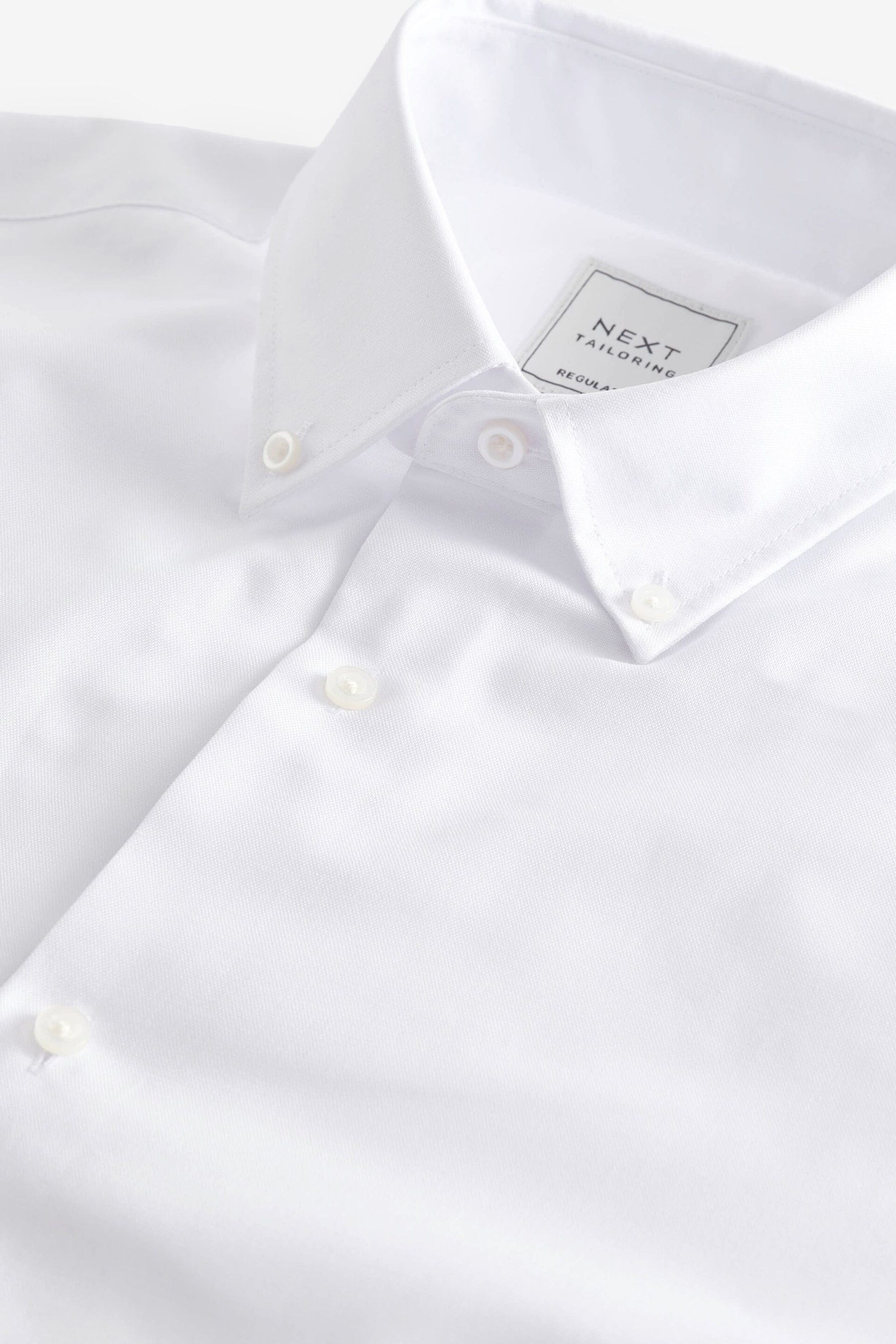 White Regular Fit Double Cuff Easy Care Oxford Shirt - Image 6 of 7