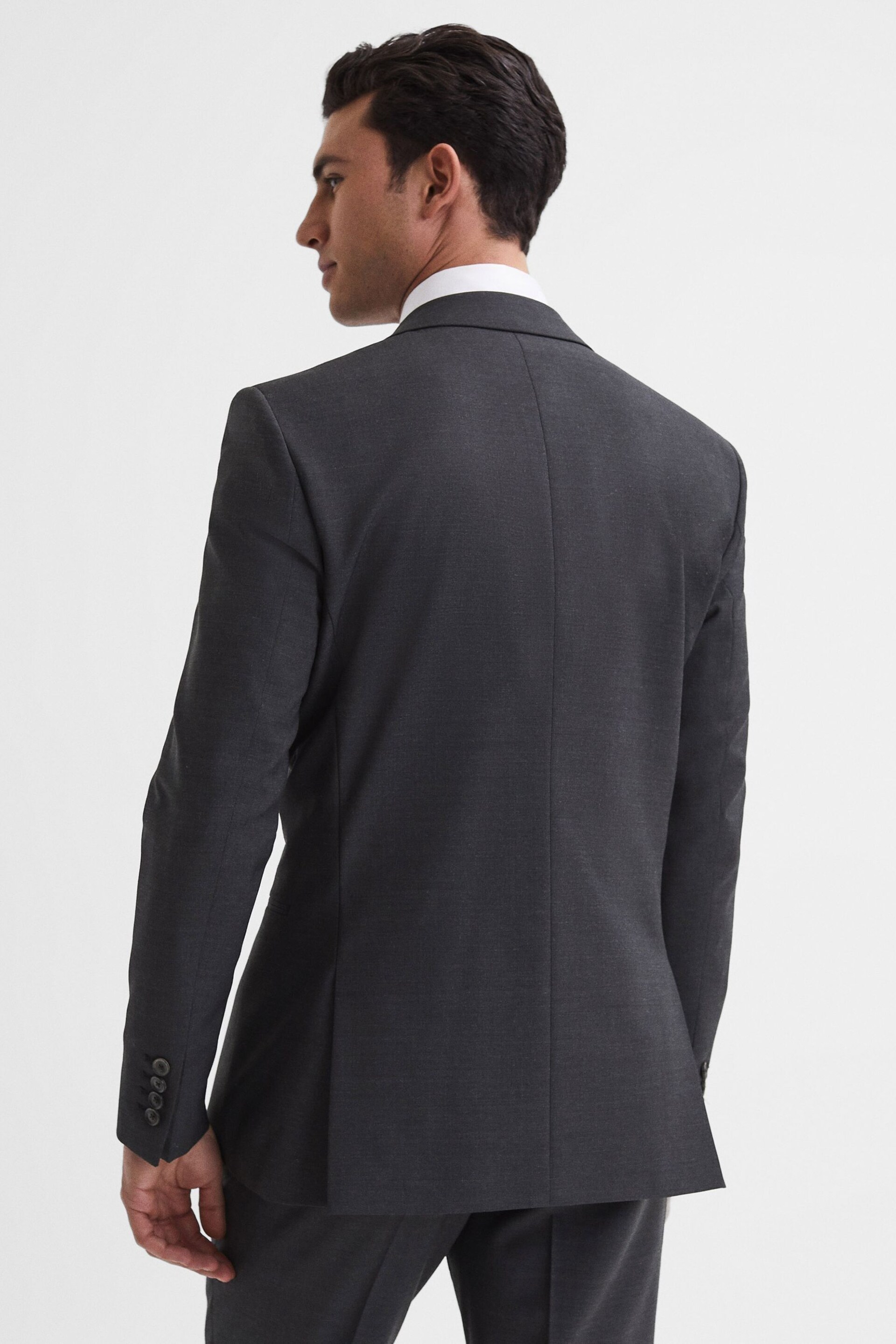 Reiss Charcoal Hope Modern Fit Travel Blazer - Image 5 of 8