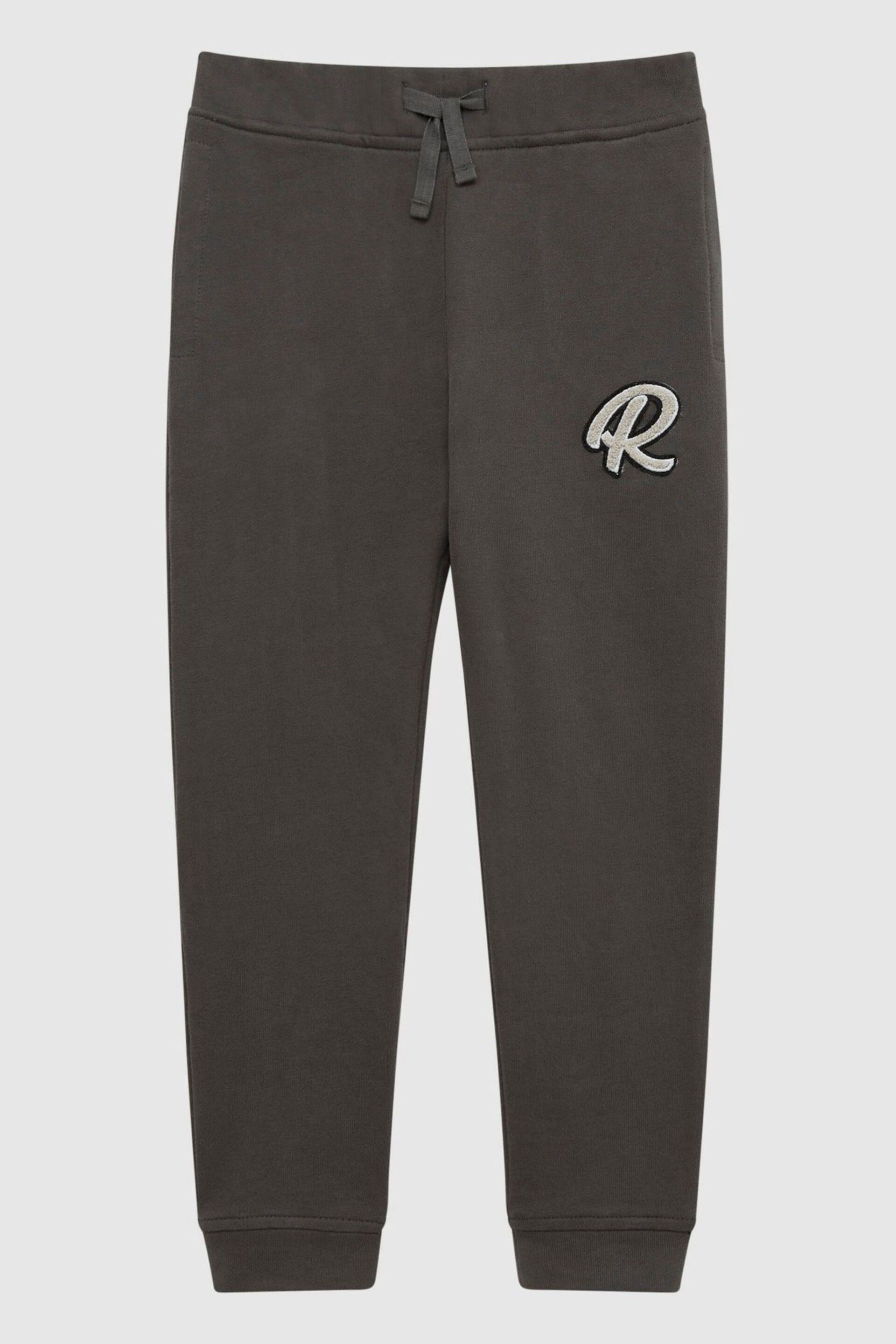 Reiss Olive Toby Garment Dyed Logo Joggers - Image 2 of 6