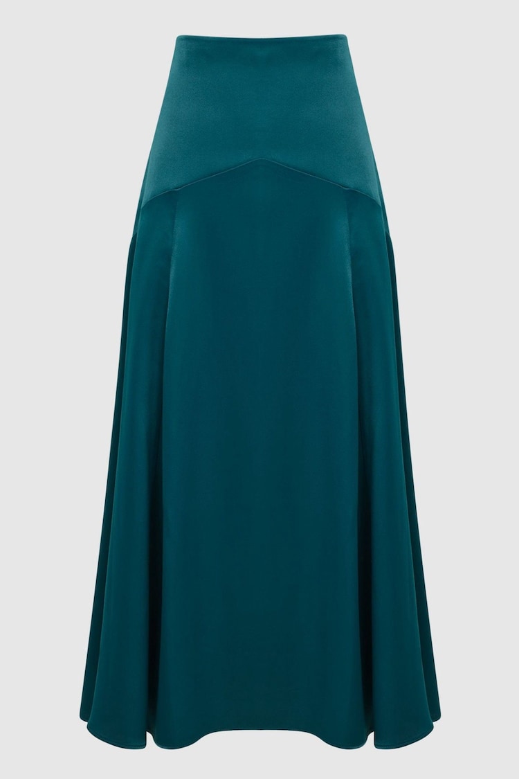 Reiss Teal Florie Midi Slip Skirt - Image 2 of 6