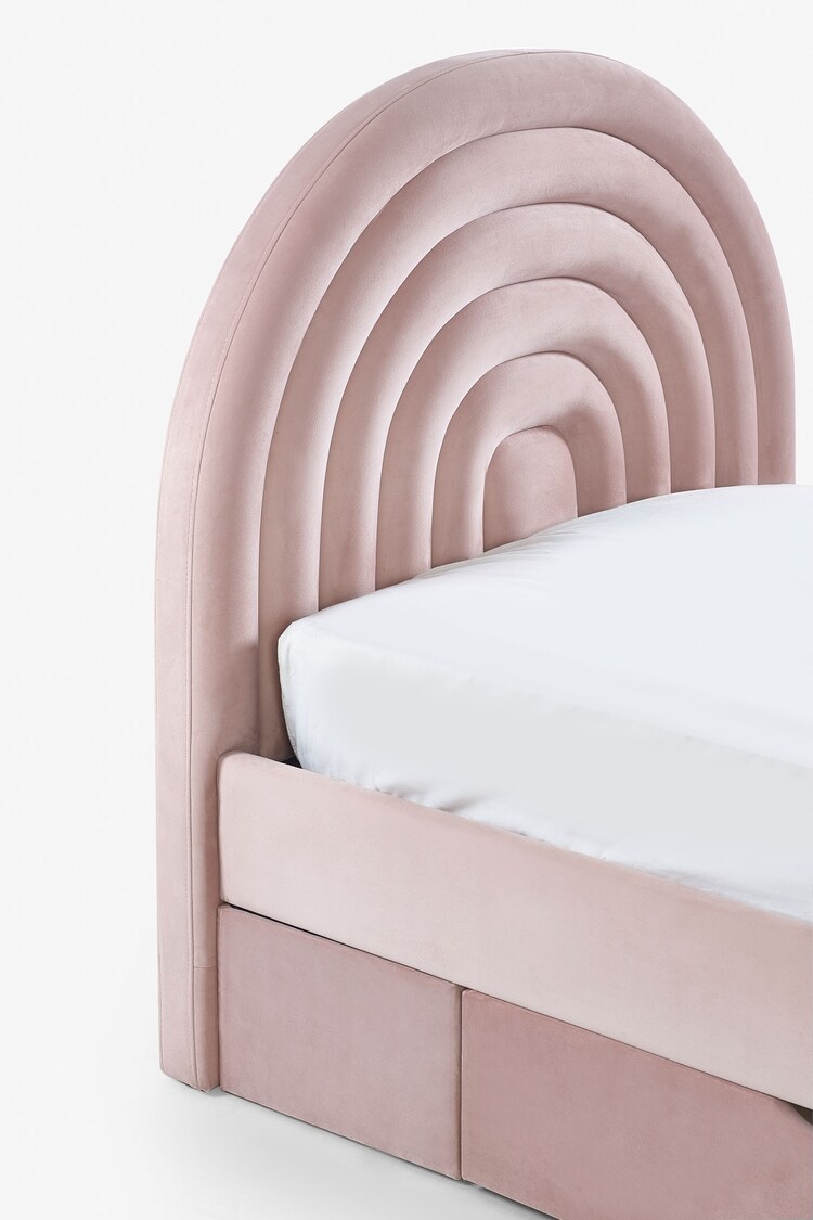 Opulent Velvet Blush Pink Kids Rainbow Upholstered Drawer Storage Bed Bed - Image 9 of 9