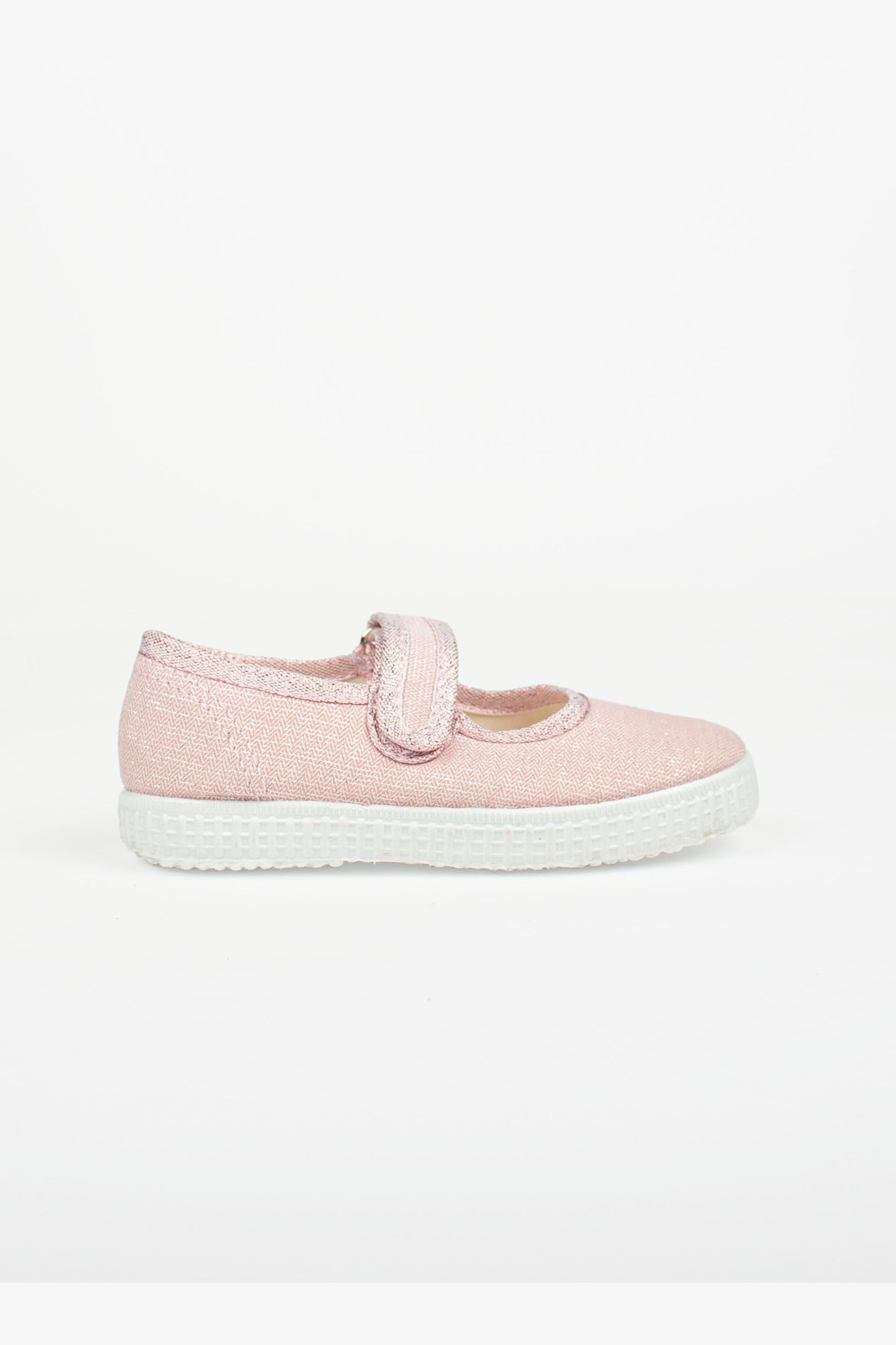 Trotters London Pink Sparkle Martha Canvas Shoes - Image 1 of 2