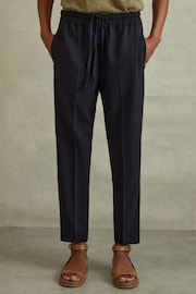 Reiss Navy Hailey Tapered Pull On Trousers - Image 3 of 5