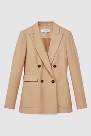 Reiss Light Camel Larsson Double Breasted Twill Blazer - Image 2 of 7