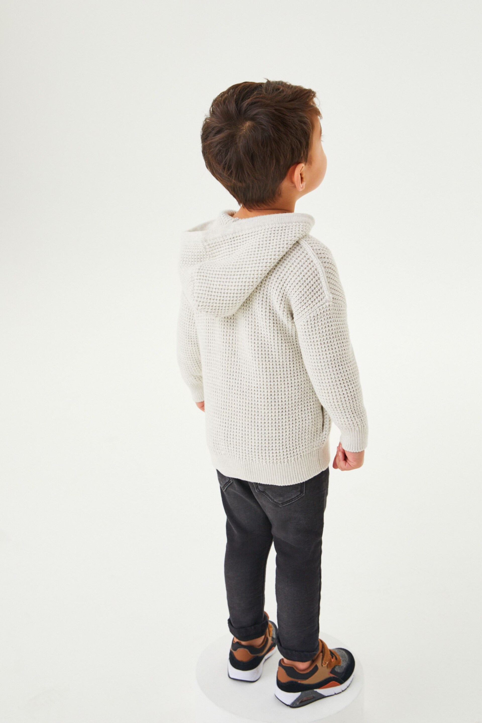 Ecru Cream Knitted Zip Through Hoodie (3mths-7yrs) - Image 3 of 8