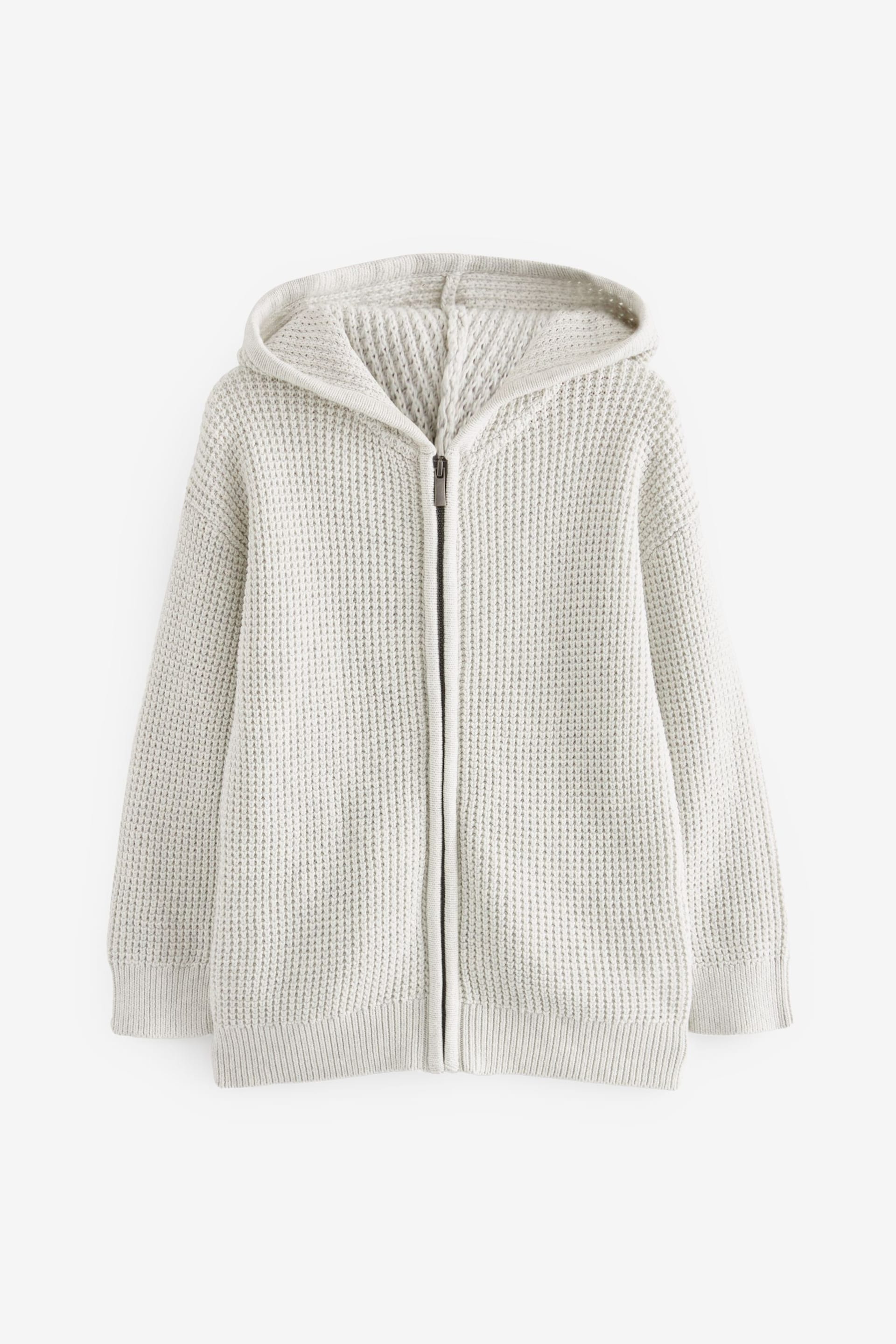 Ecru Cream Knitted Zip Through Hoodie (3mths-7yrs) - Image 6 of 8