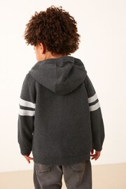 Charcoal Grey Knitted Textured Hoodie (3mths-7yrs) - Image 3 of 7