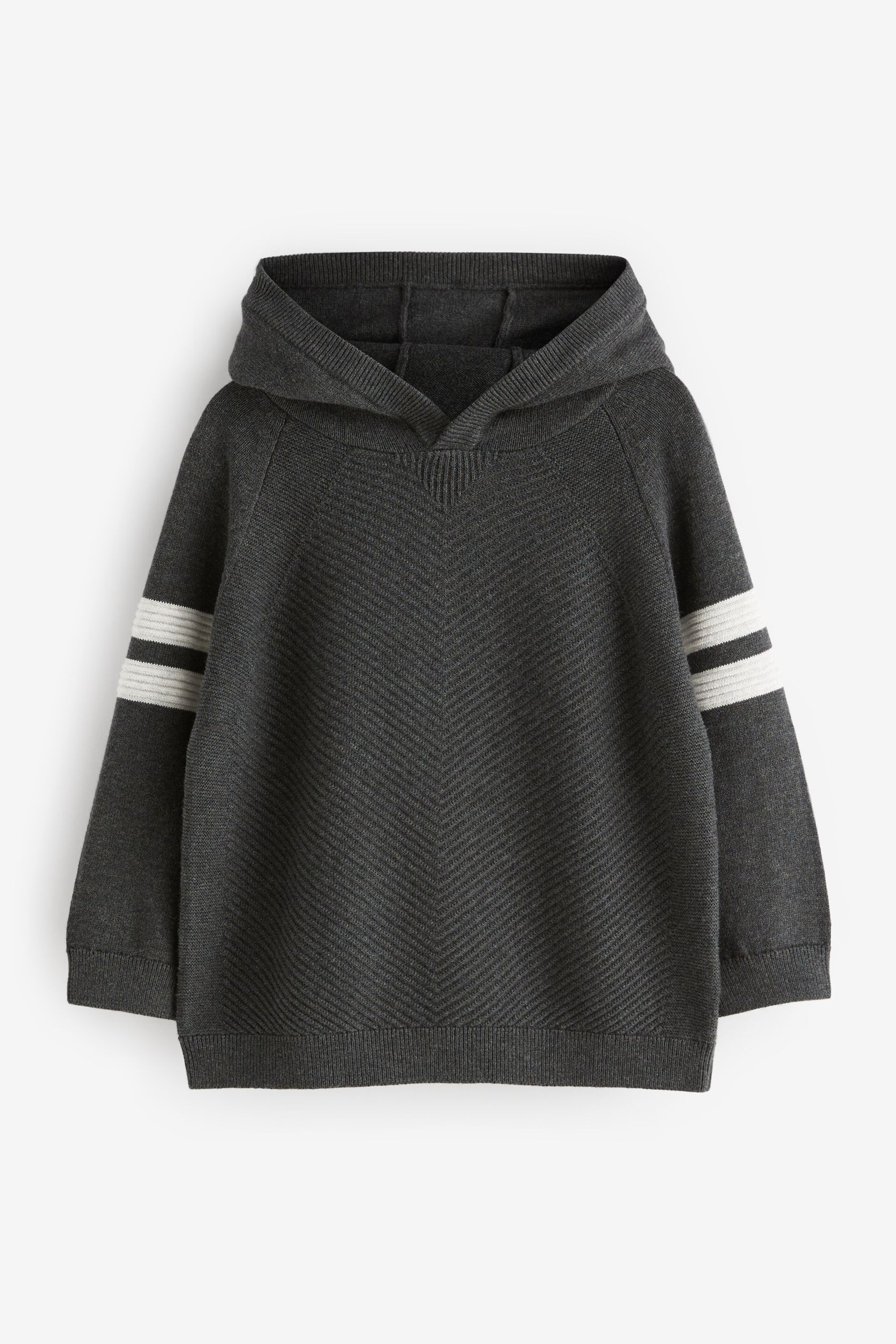 Charcoal Grey Knitted Textured Hoodie (3mths-7yrs) - Image 5 of 7