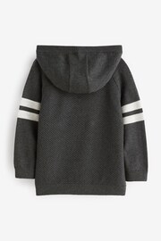 Charcoal Grey Knitted Textured Hoodie (3mths-7yrs) - Image 6 of 7