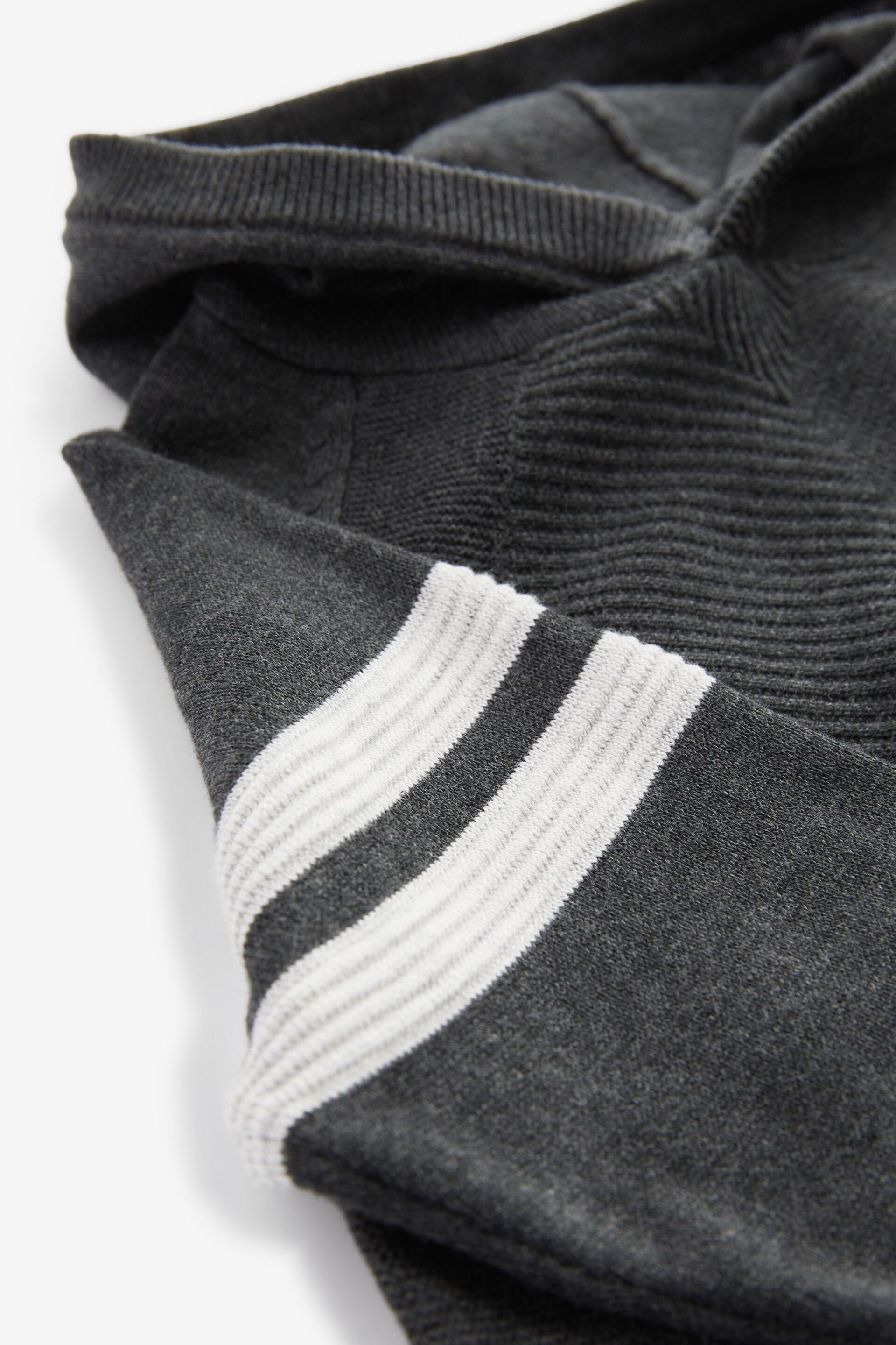 Charcoal Grey Knitted Textured Hoodie (3mths-7yrs) - Image 7 of 7