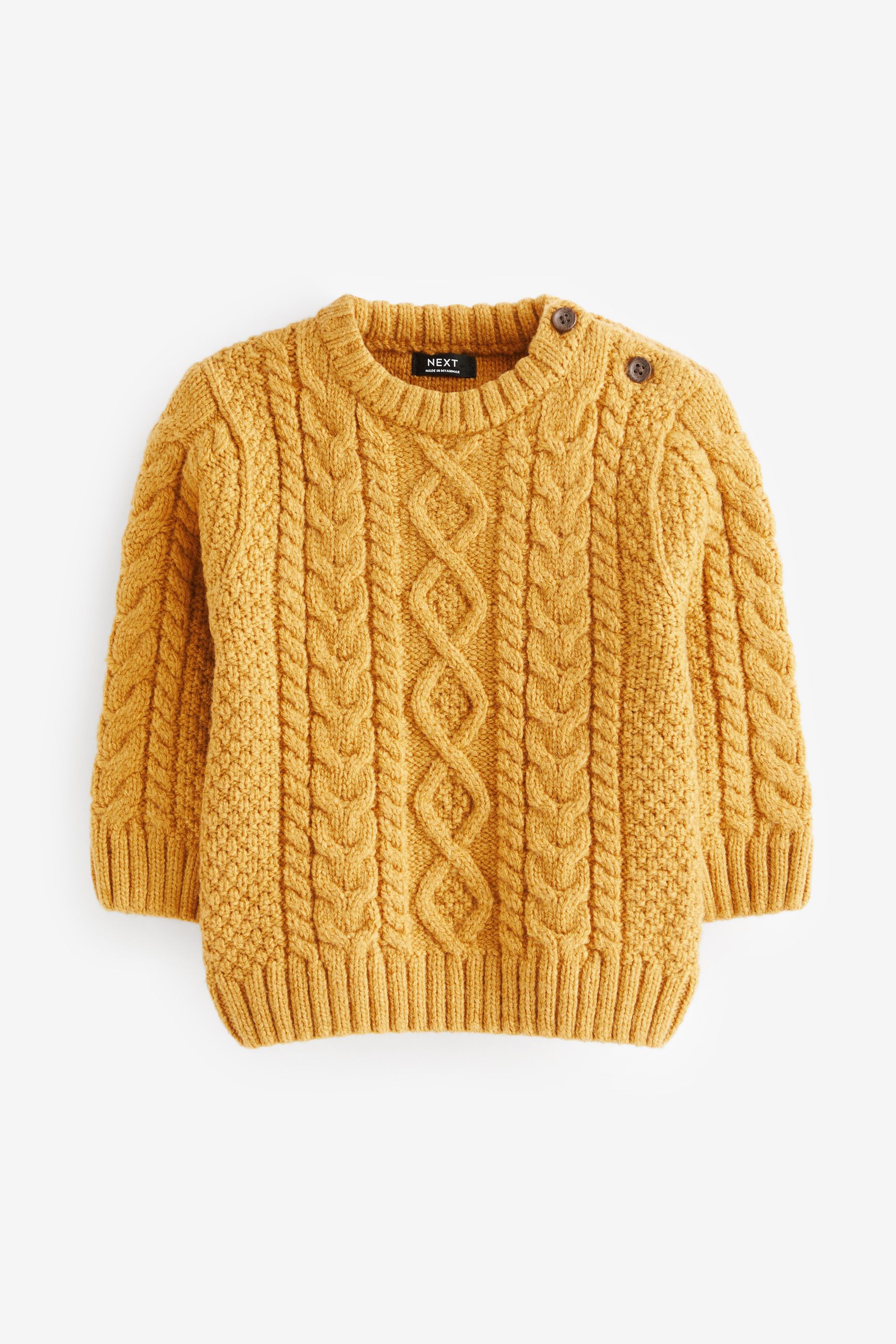 Buy Ochre Yellow Cable Crew Jumper 3mths 7yrs from Next Luxembourg