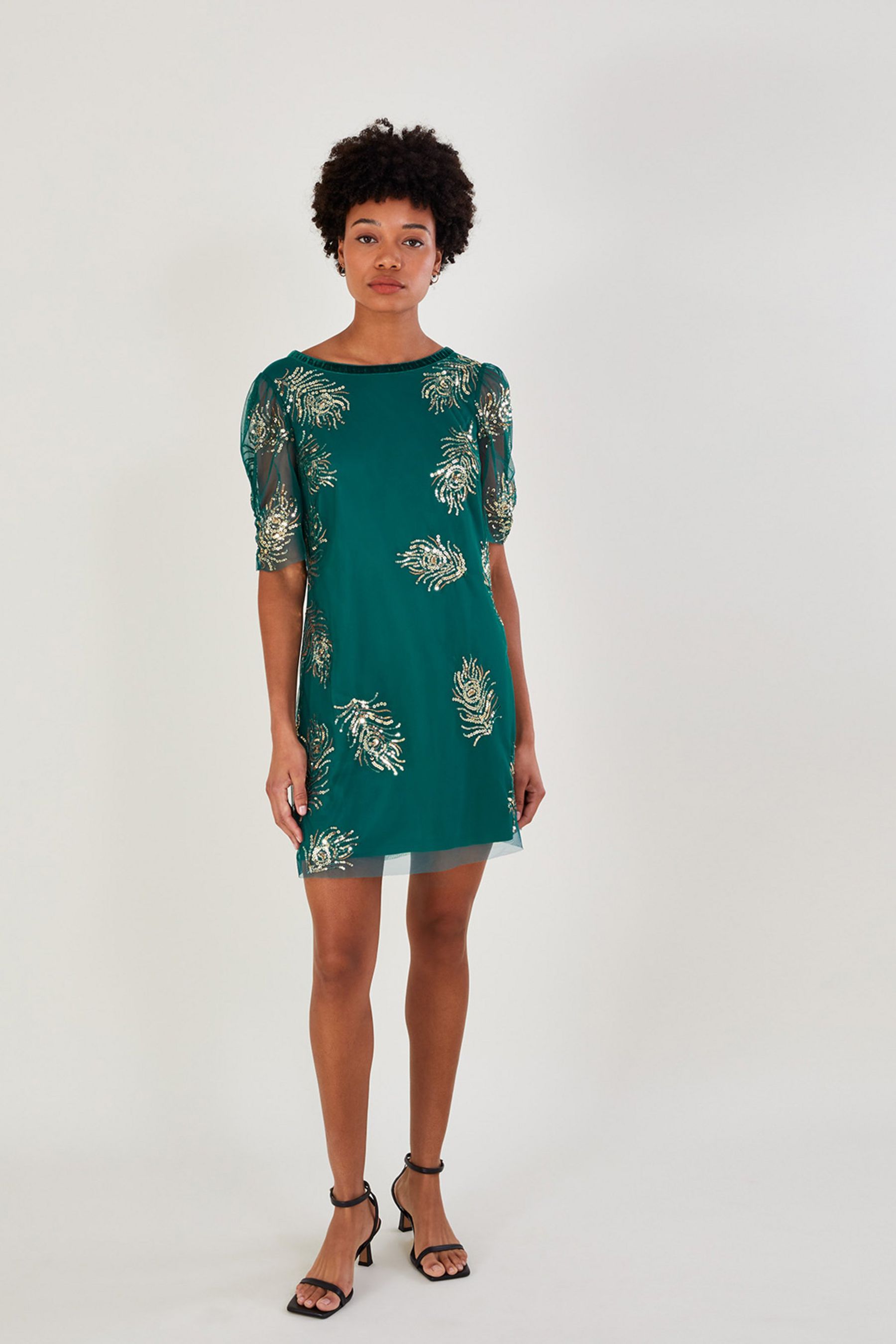 Buy Monsoon Alyson Green Embellished Feather Dress from Next Luxembourg