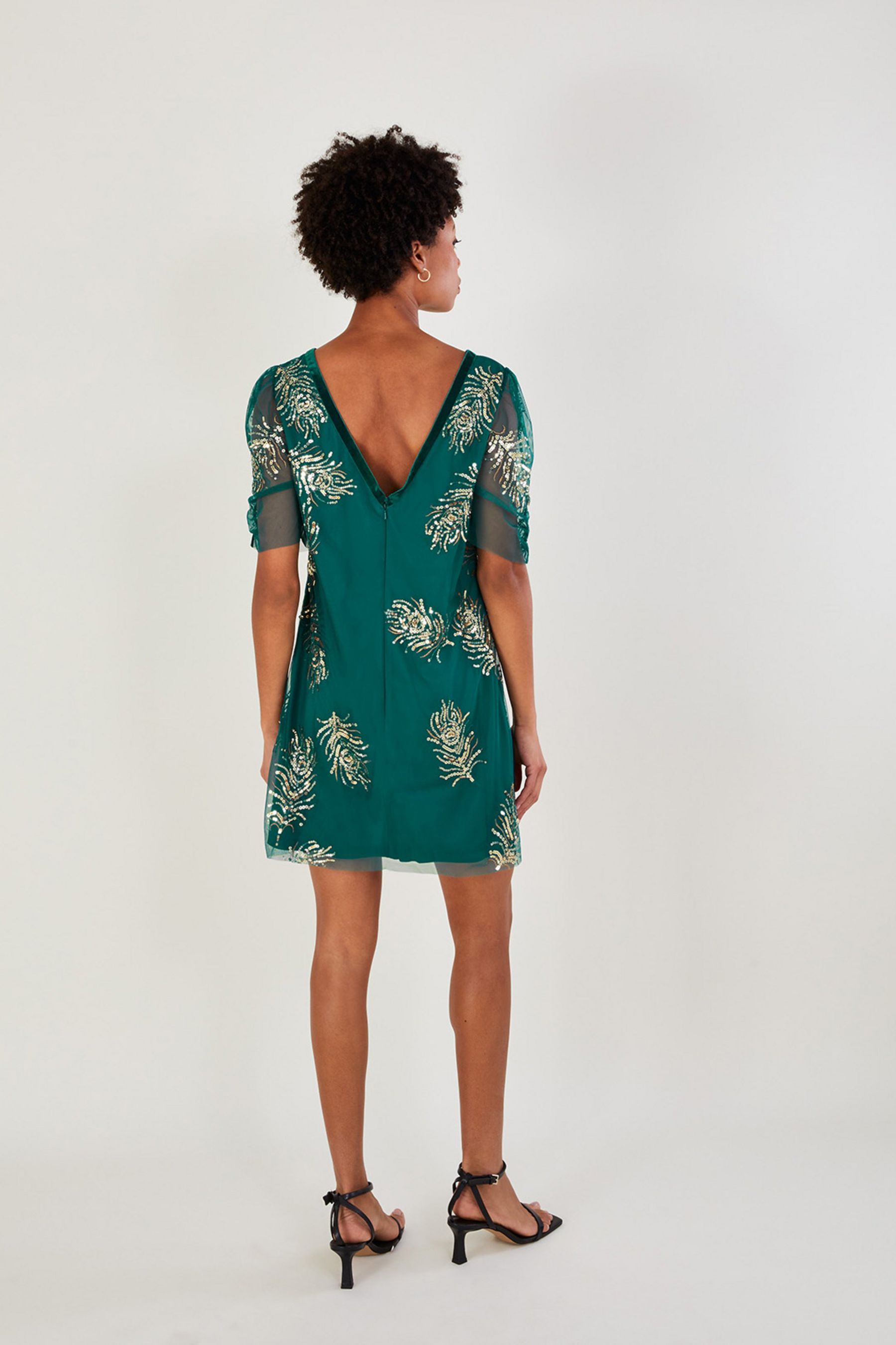 Buy Monsoon Alyson Green Embellished Feather Dress from Next Luxembourg