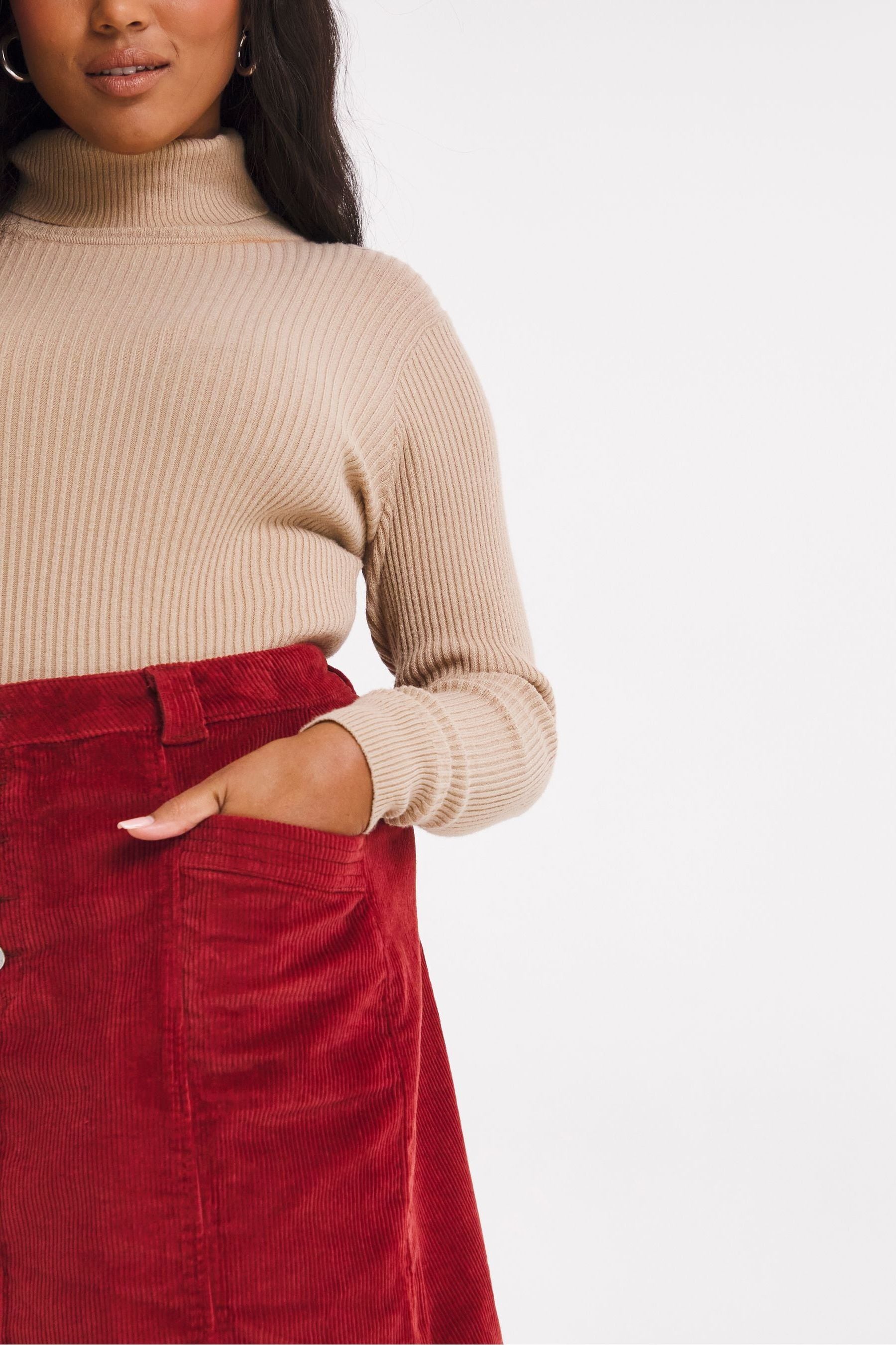Buy Simply Be Red Jumbo Cord Aline Mini Skirt from Next Luxembourg