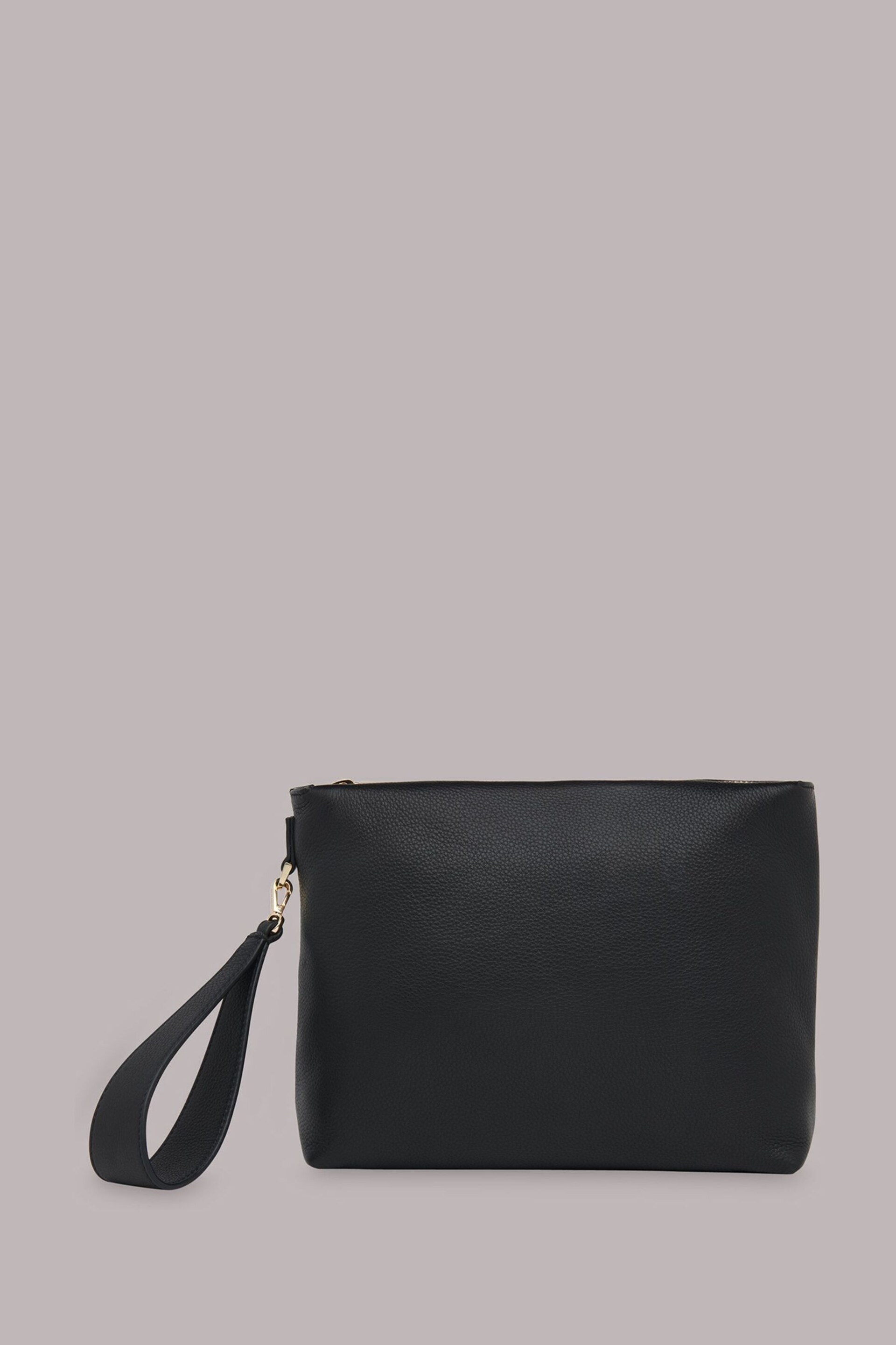 Whistles Avah Black Zip Top Clutch - Image 1 of 4