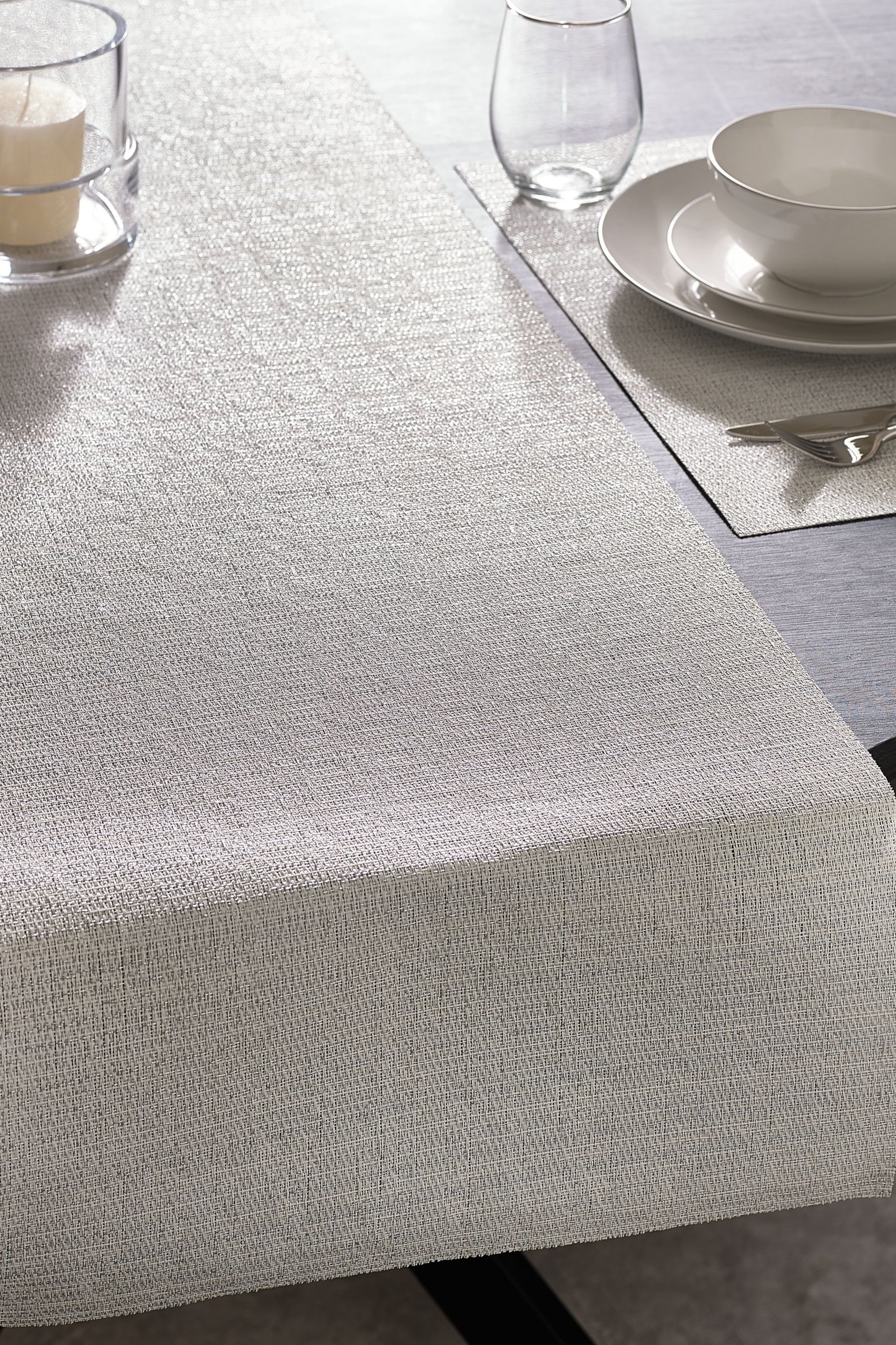 Silver Metallic PVC Wipeclean Kitchen Table Runner - Image 1 of 5