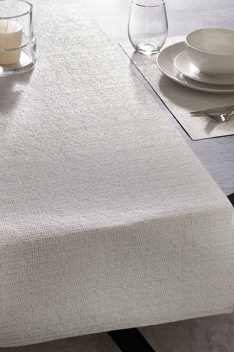 Silver Metallic PVC Wipeclean Kitchen Table Runner - Image 1 of 5