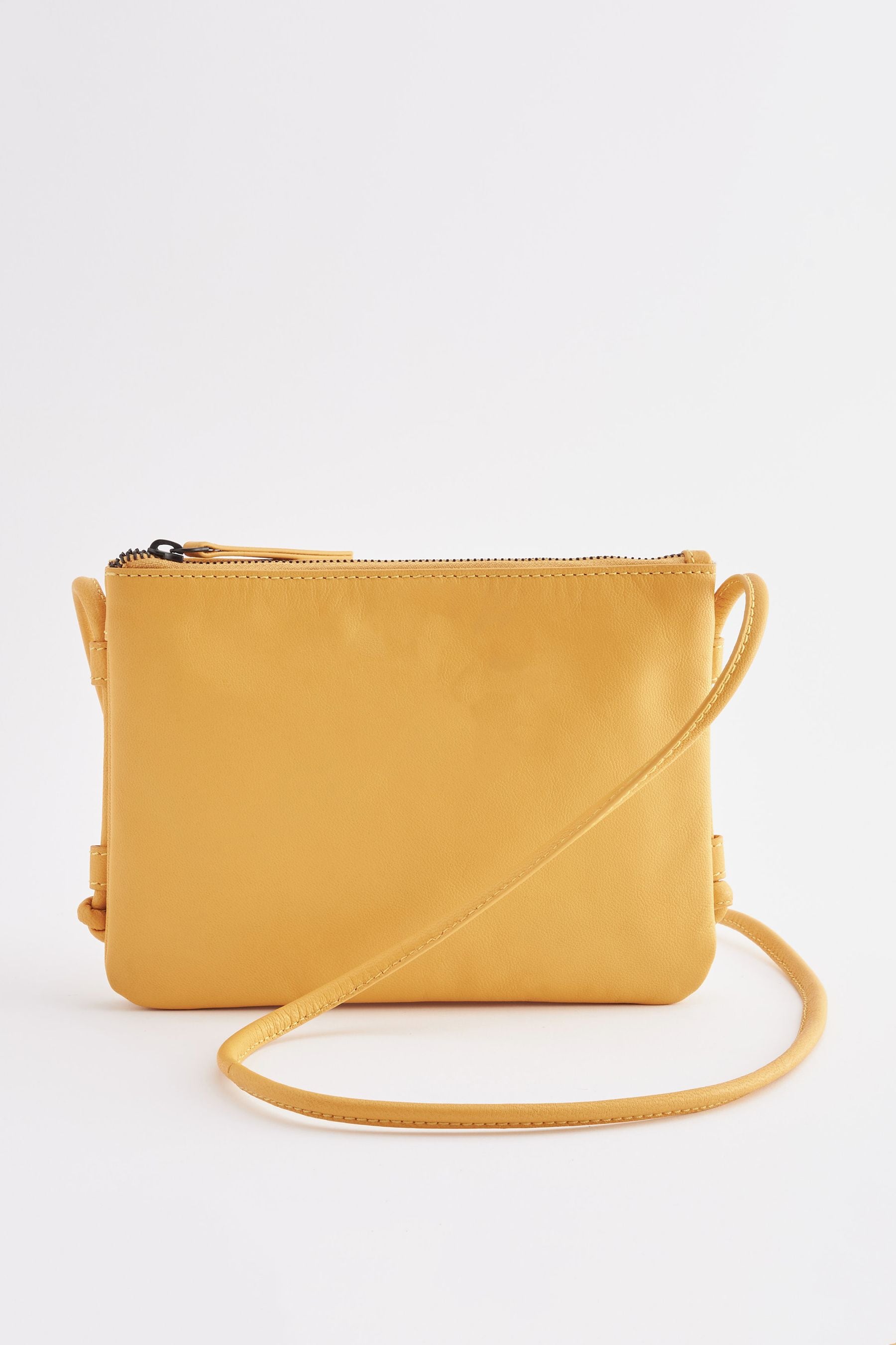 Mustard leather crossbody bag top