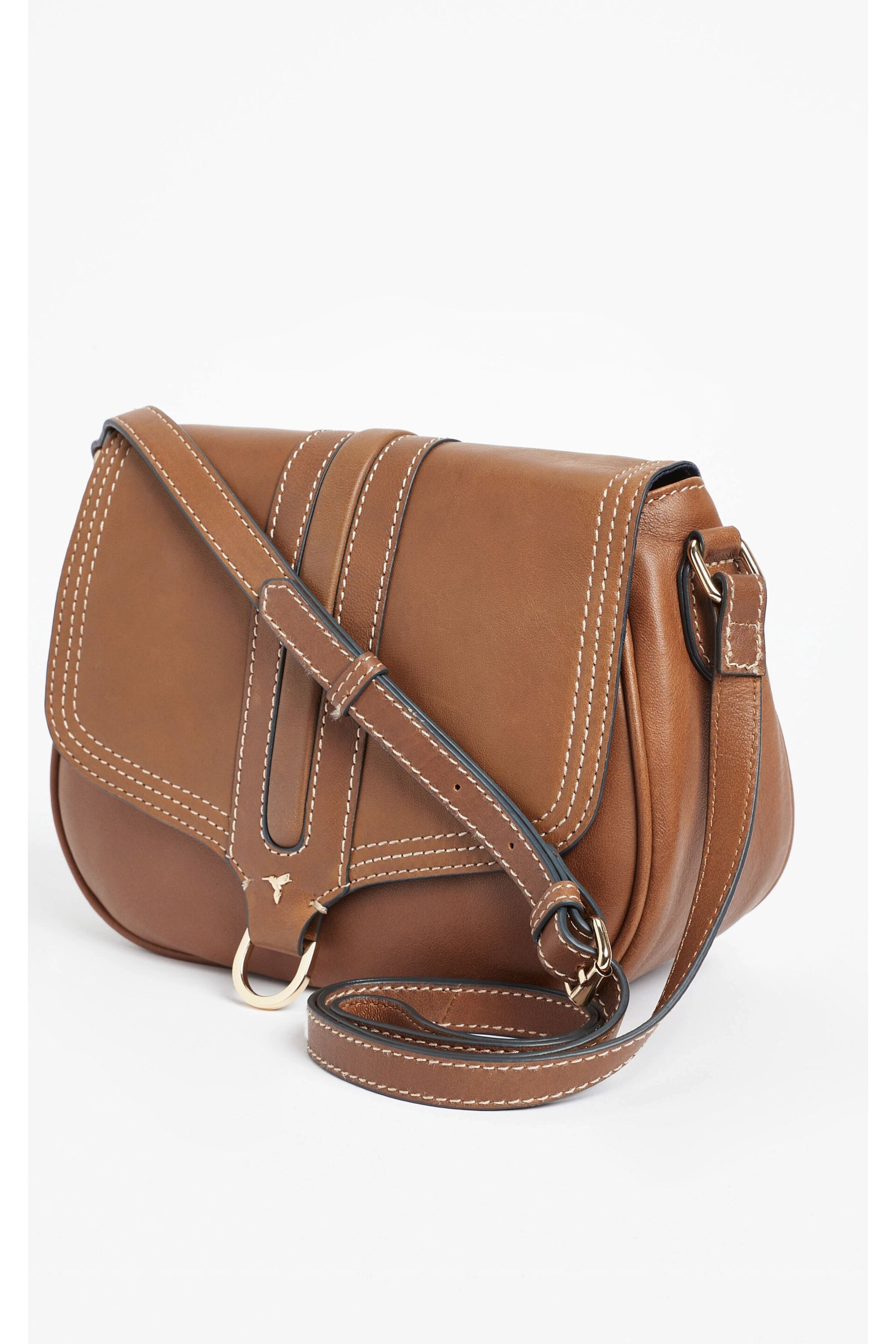 Tan Brown Premium Leather Hummingbird Cross-Body Bag - Image 3 of 4