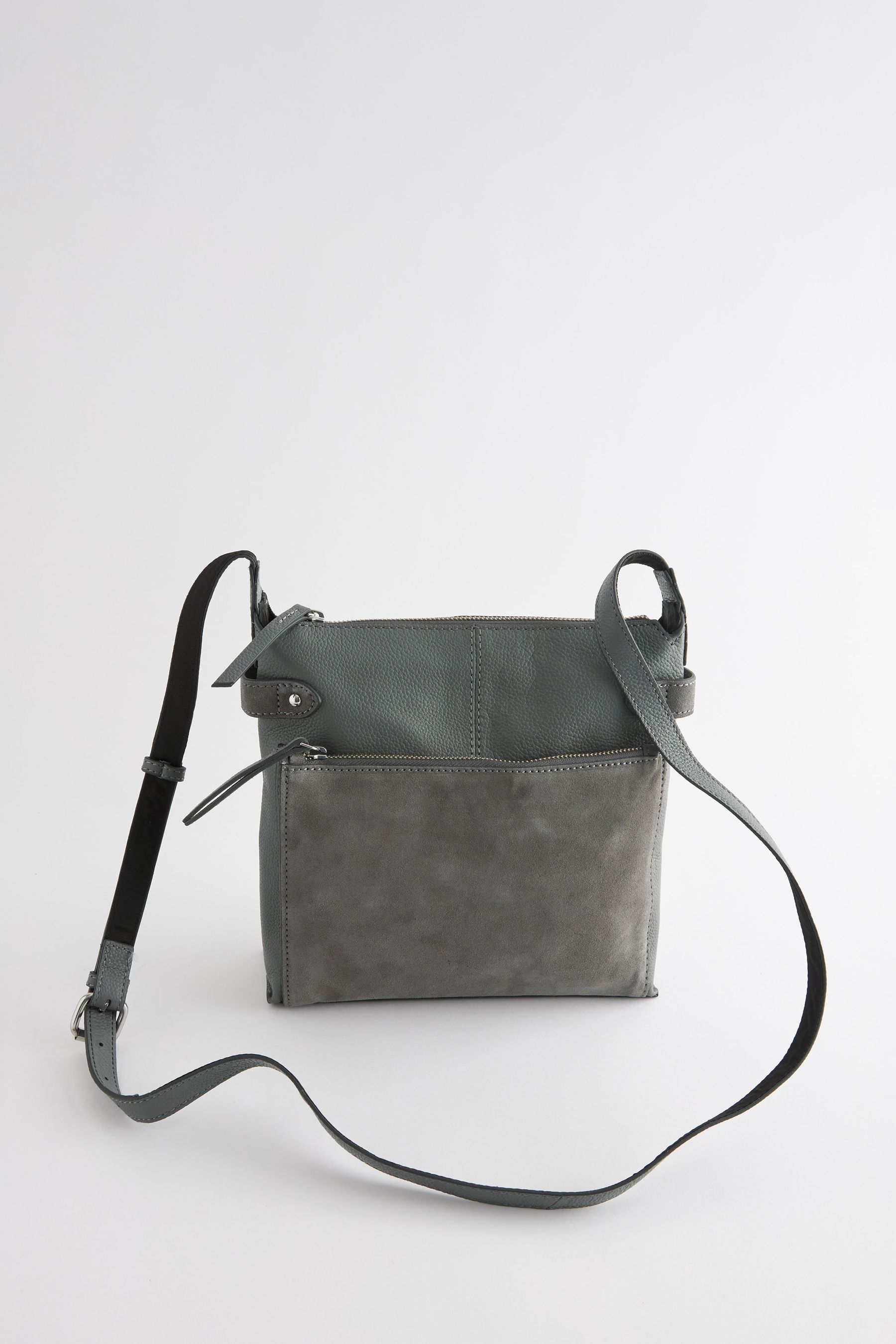 Grey leather messenger bag online