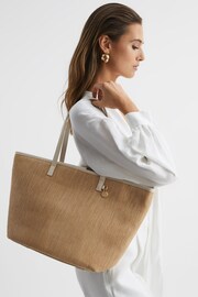 Reiss Natural/Off White Dena Raffia Tote Bag - Image 2 of 5