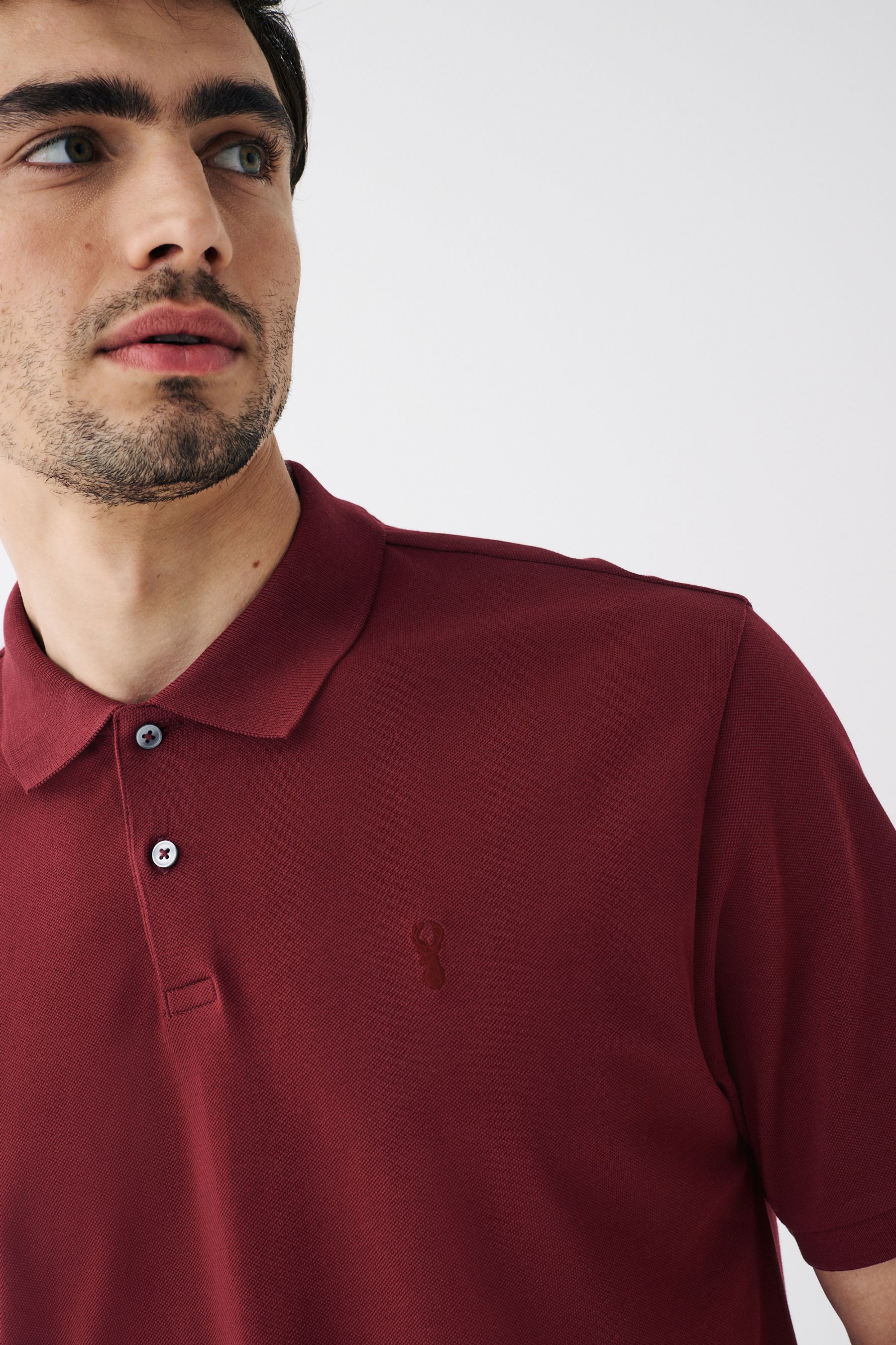 Burgundy polo dress shirt deals